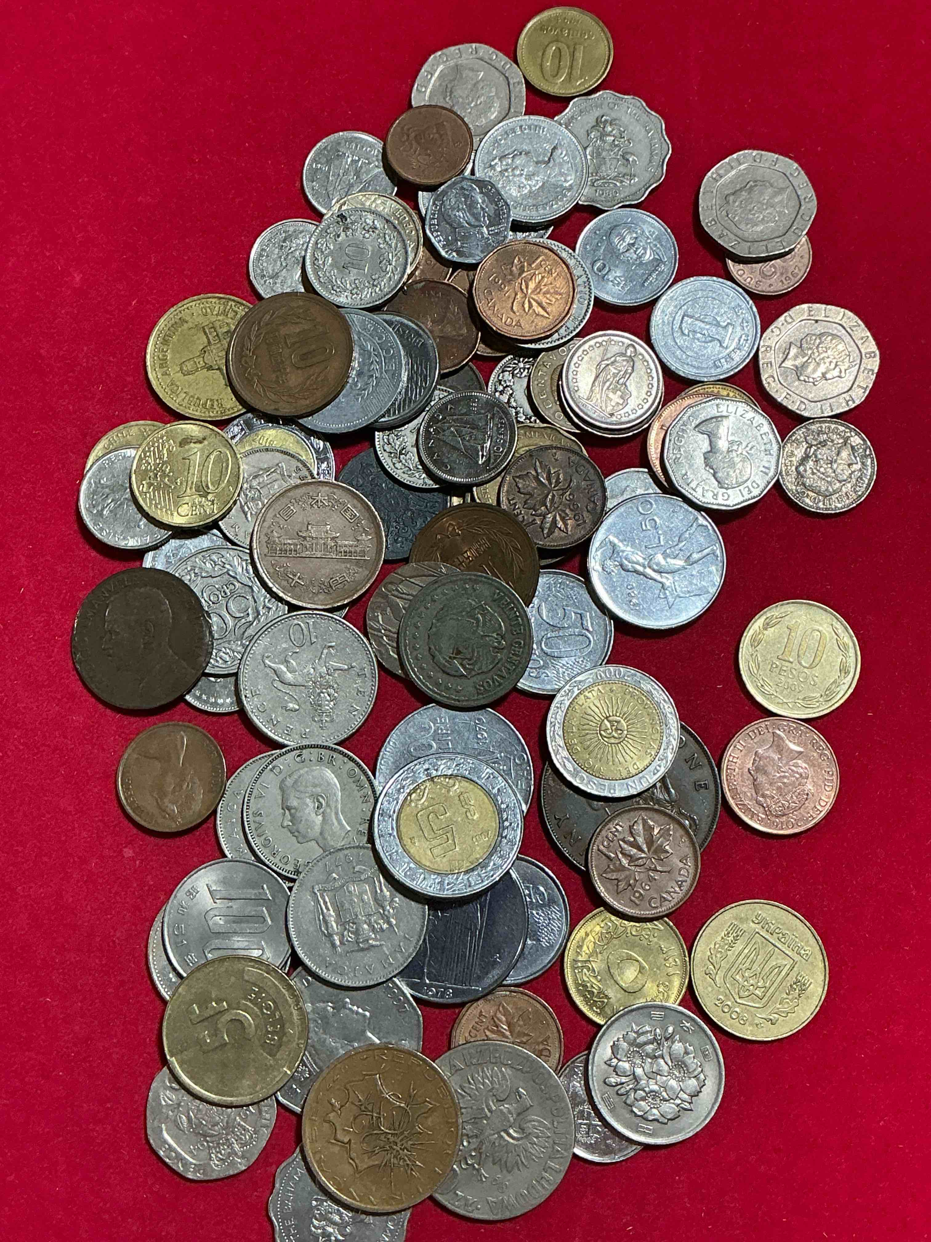Condition photo showing Good Condition for world coins, antique & vintage! each lot is unique! many different years, countries, sizes & exotic places. this cool collection of antique coins from around the world is loads of fun! have fun identifying each coin & country as a great educational tool! a great investment too!