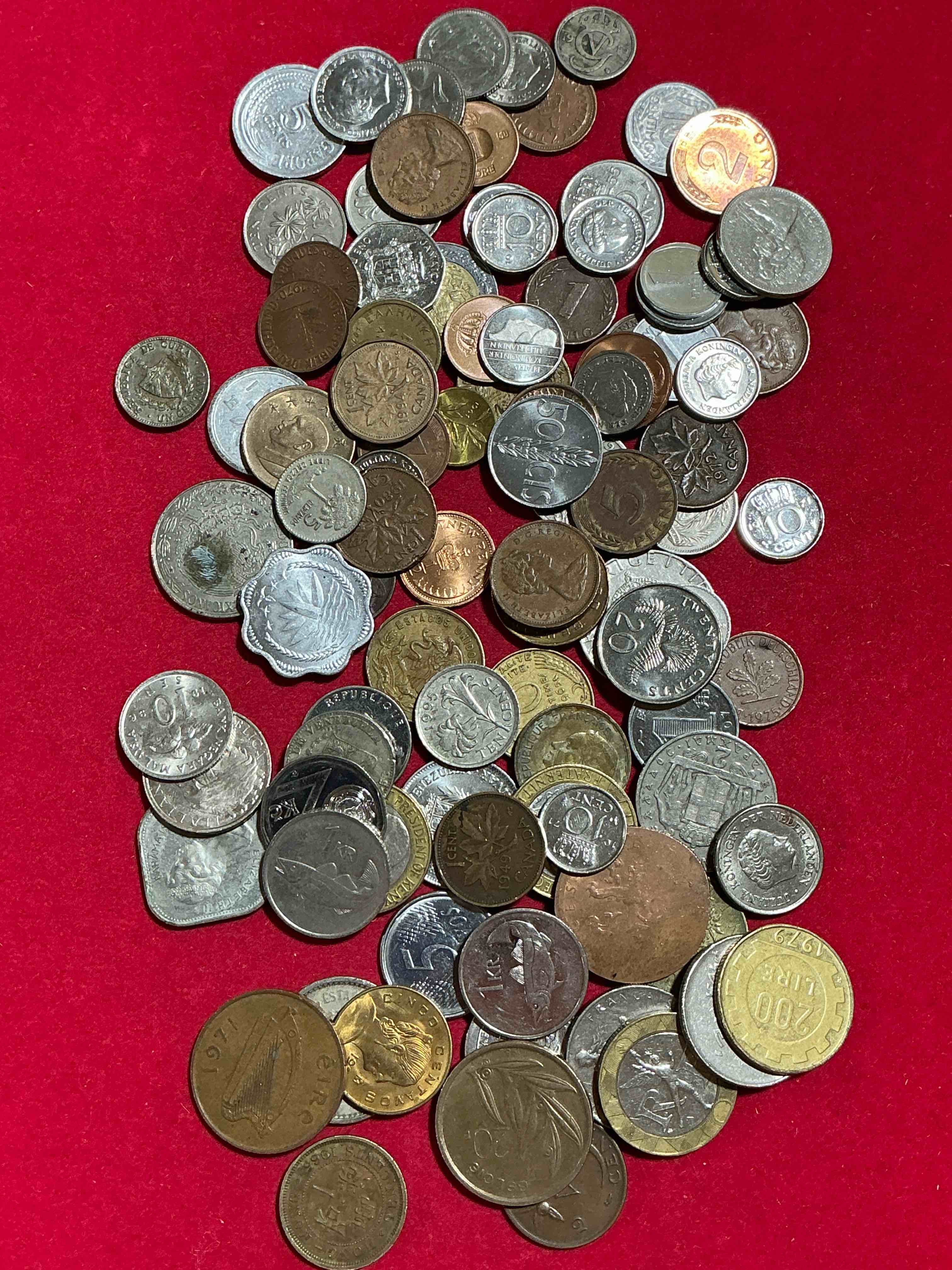 Condition photo showing Good Condition for world coins, antique & vintage! each lot is unique! many different years, countries, sizes & exotic places. this cool collection of antique coins from around the world is loads of fun! have fun identifying each coin & country as a great educational tool! a great investment too!