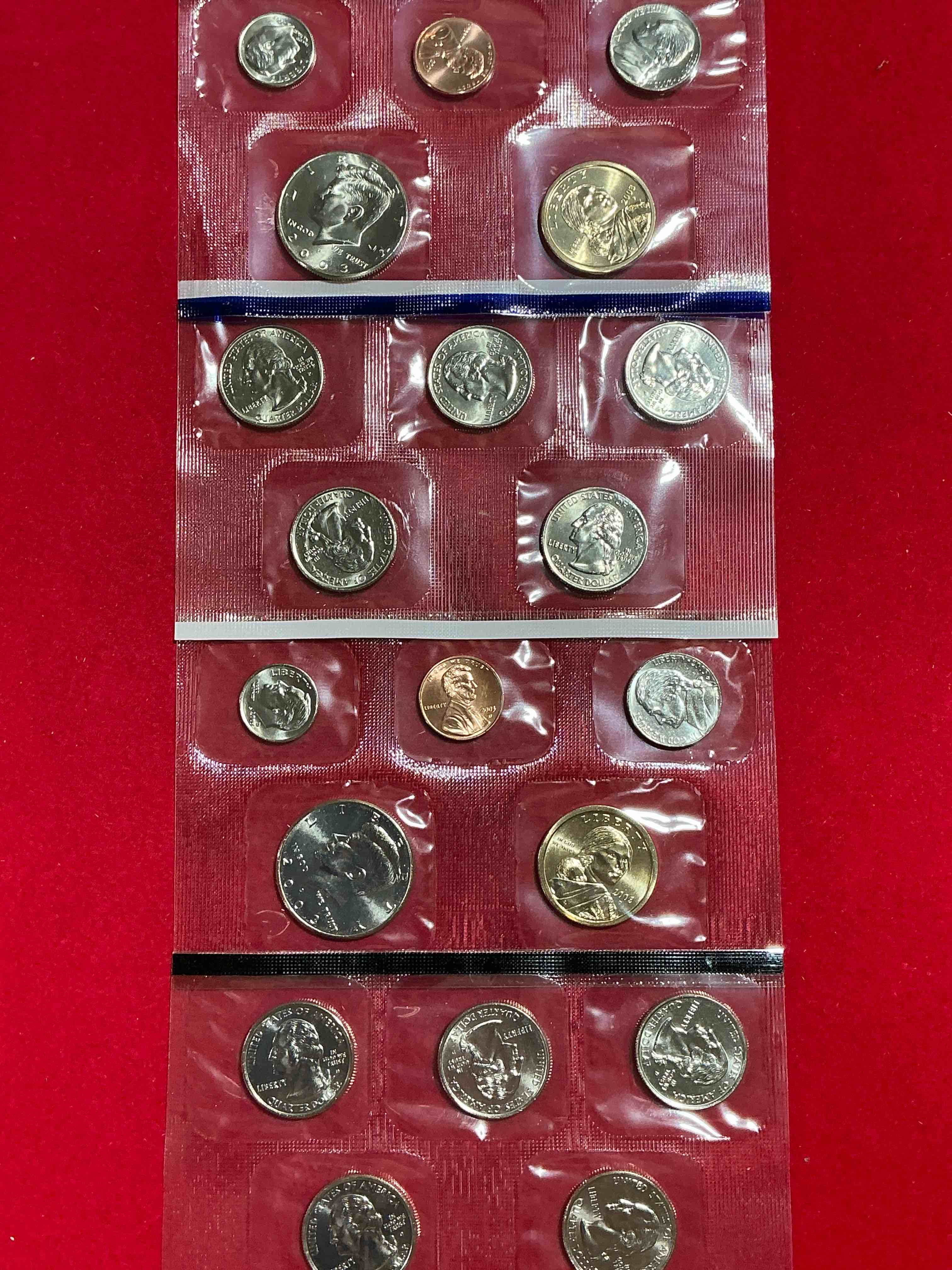 2003 uncirculated mint coins! 20 coins from philadelphia & denver! 20 coin uncirculated lot, with state quarters, nickels, half dollars, dimes, pennies & more! uncirculated coin craziness!