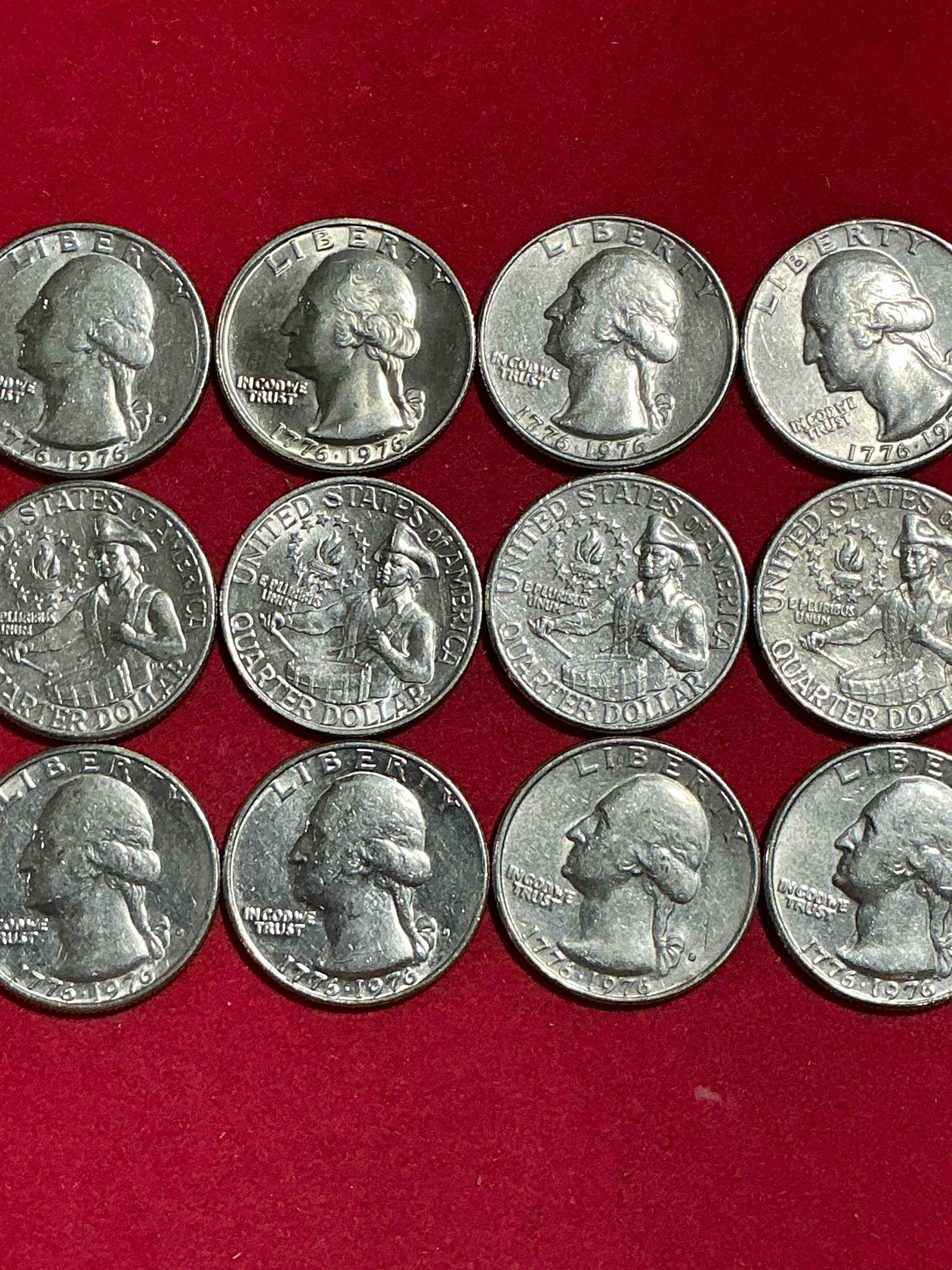 Condition photo showing Good Condition for 1976 bicentennial bliss! quarters! in 1976 the u.s. mint produced coins celebrating the 200 year anniversary of america. up for auction are awesome examples of bicentennial quarters produced for this... the infamous 200 year anniversary edition! highly desirable for collectors! own pieces of history & get ready for america's 250 year anniversary coming soon!
