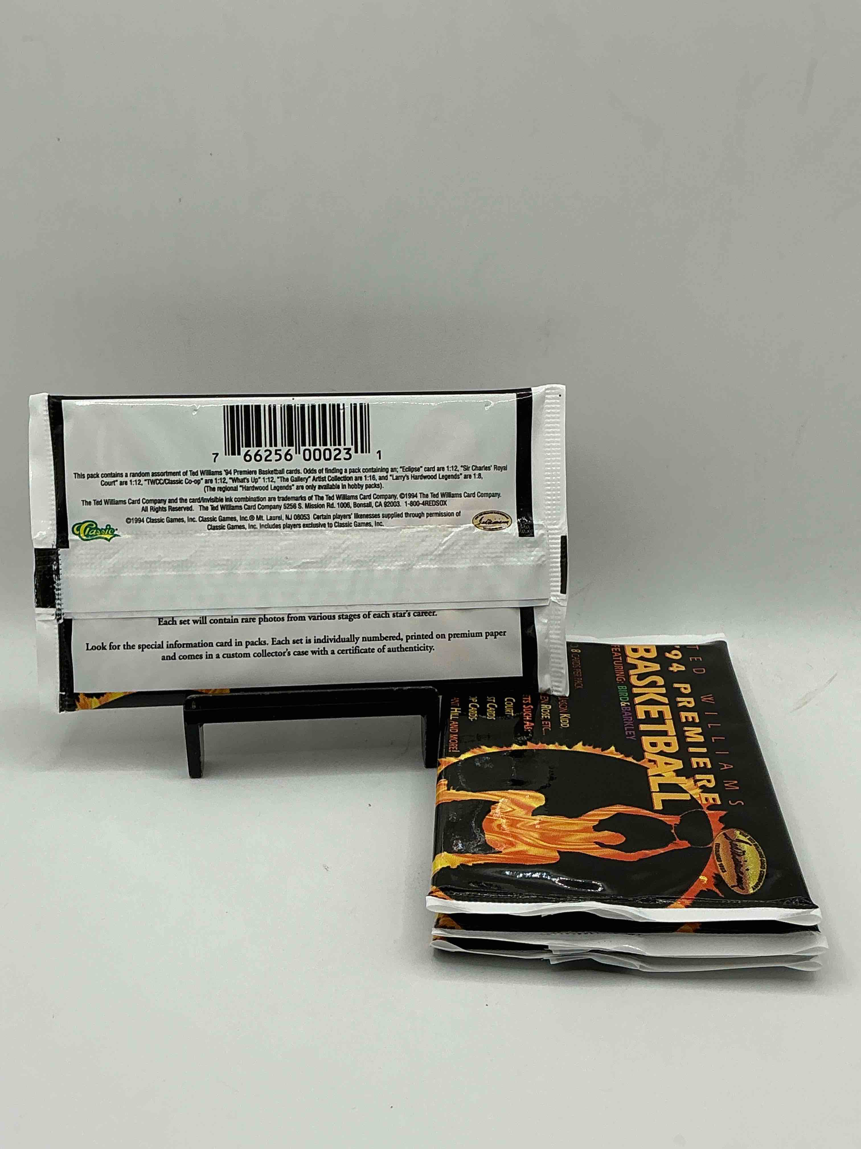 Condition photo showing New/Like New for 1994 ted williams premiere unopened basketball packs! search for jason kidd & grant hill rookies, along with other big names from the year! look for exclusive co-op cards! wow!