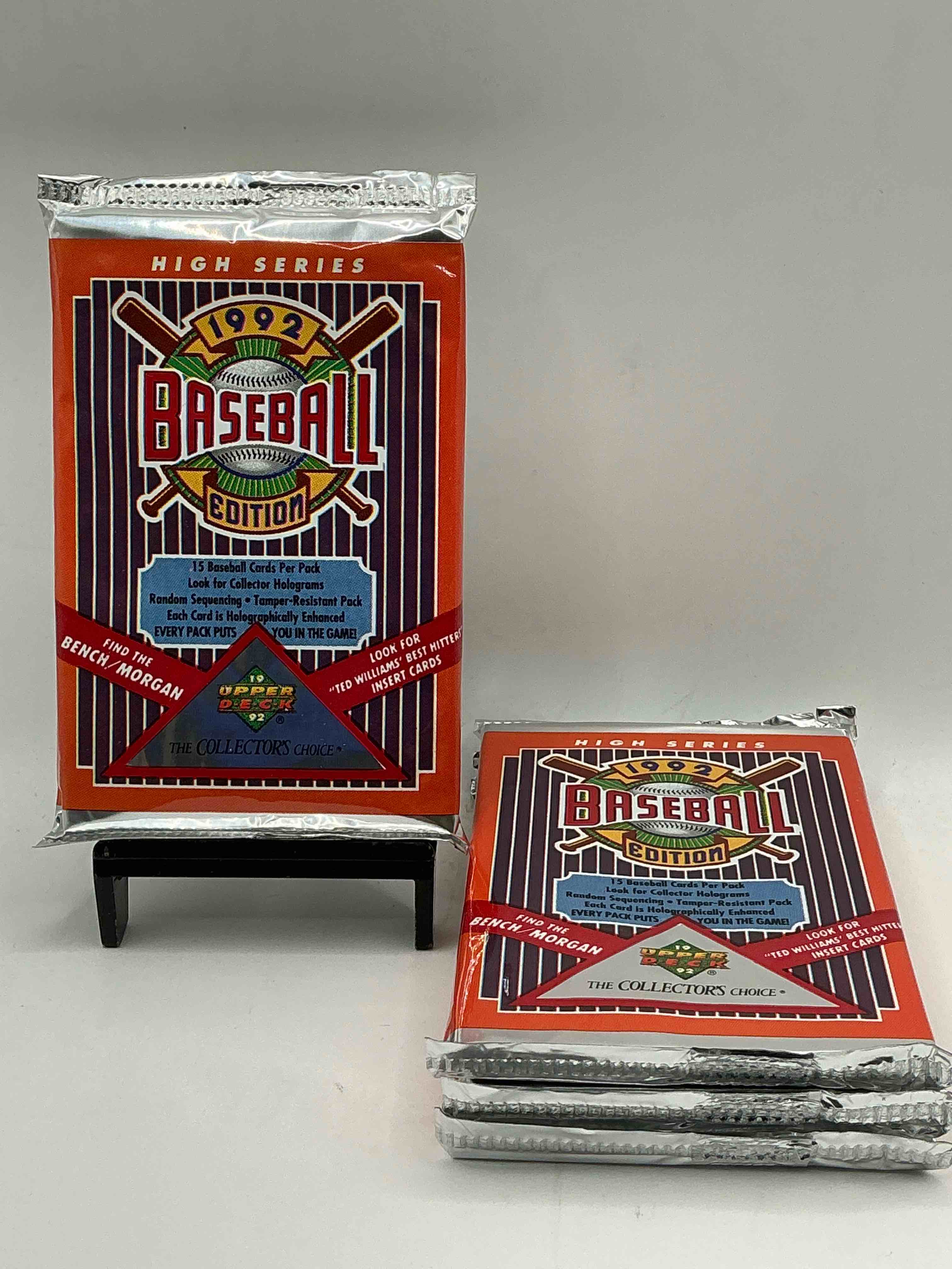 1992 upper deck high series baseball sealed sports & collectible card pack, direct from original sealed retail case! search for ultra rare & valuable ted williams & johnny bench signed insert cards as well as deion sanders, ken griffey jr., nolan ryan & so much more!