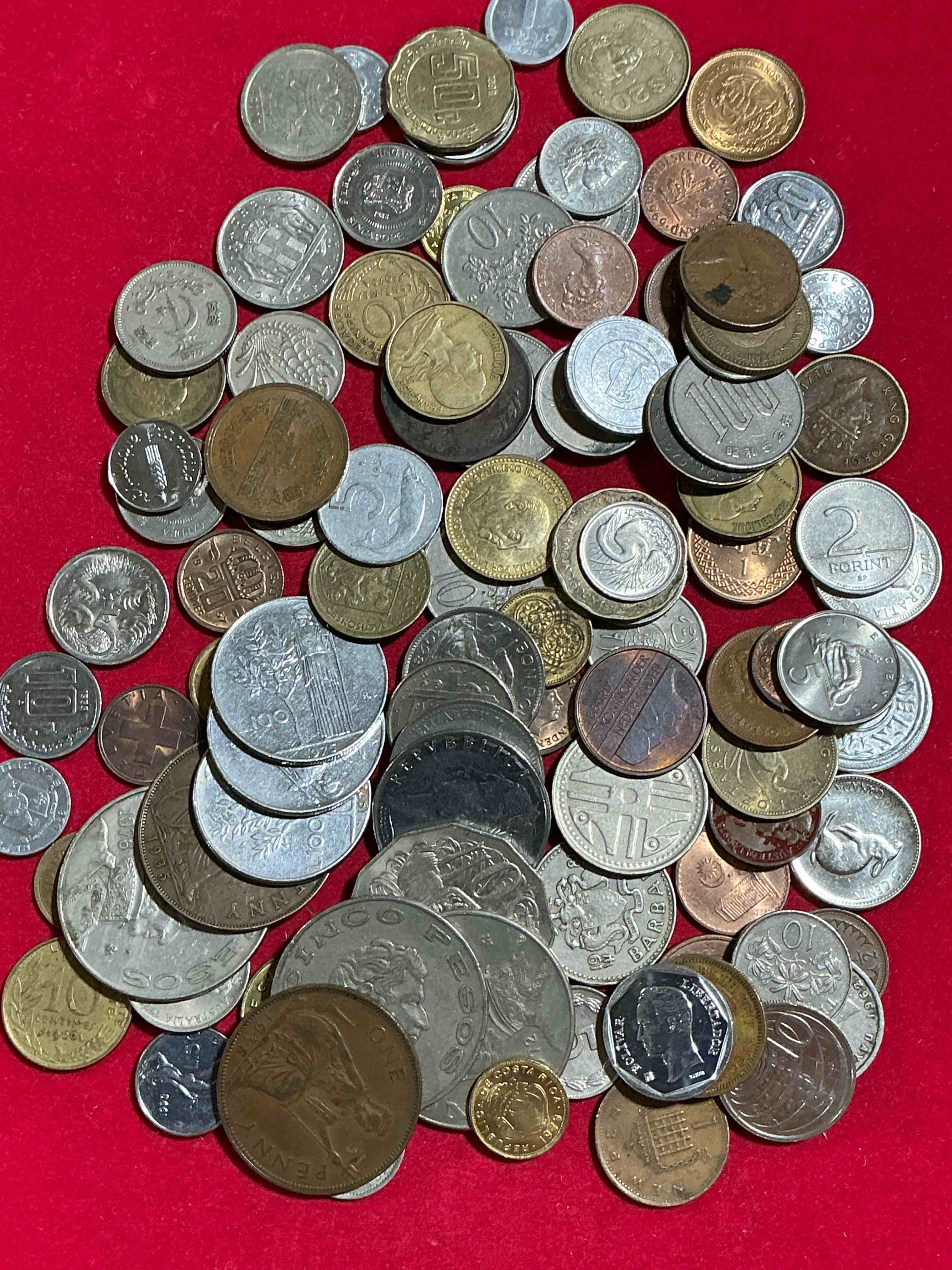 Condition photo showing Good Condition for world coins, antique & vintage! each lot is unique! many different years, countries, sizes & exotic places. this cool collection of antique coins from around the world is loads of fun! have fun identifying each coin & country as a great educational tool! a great investment too!