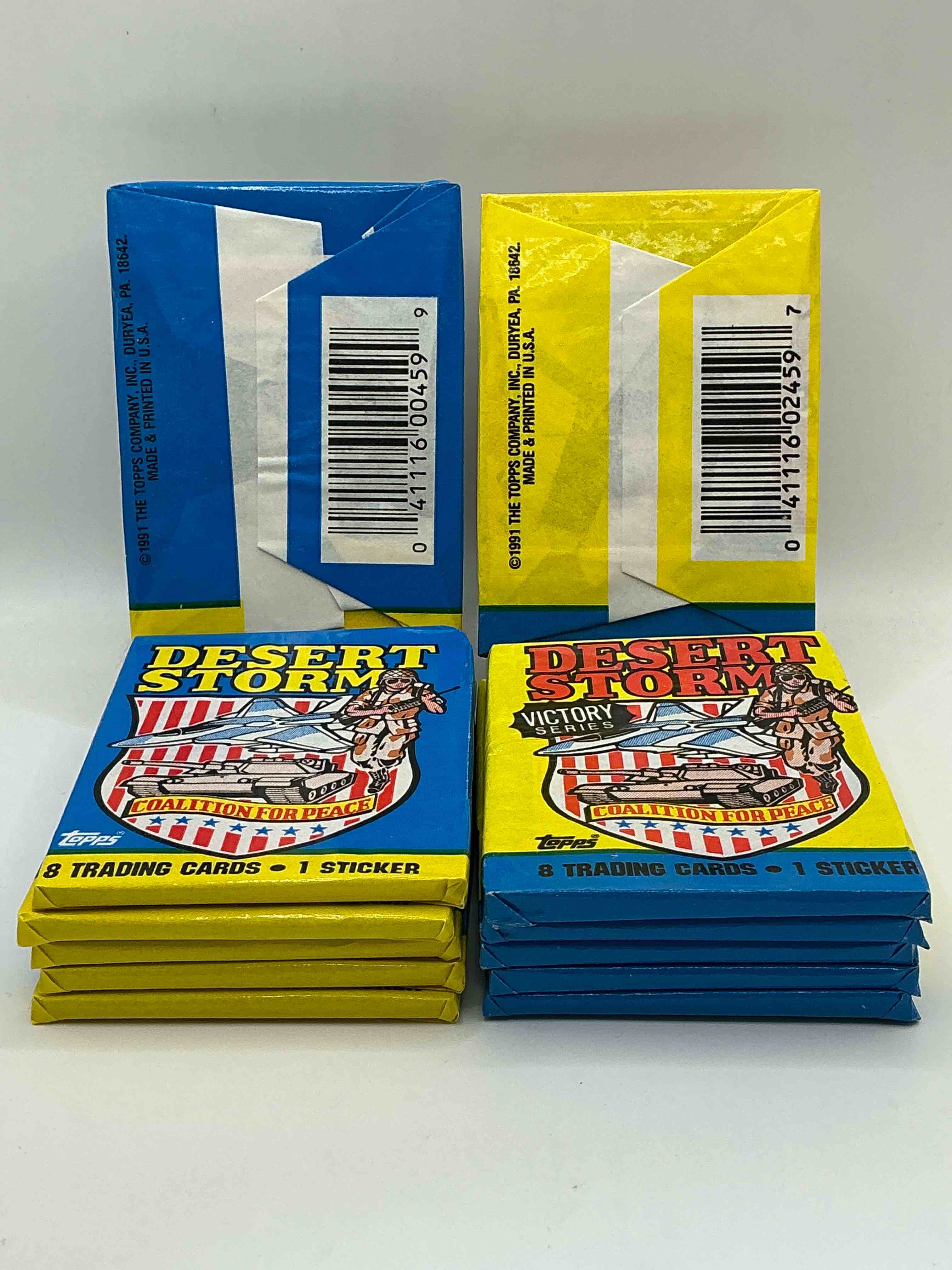 Condition photo showing New/Like New for calling veterans! awesome 1991 desert storm coalition for peace unopened wax pack, direct from original sealed retail case! great gift for veterans!