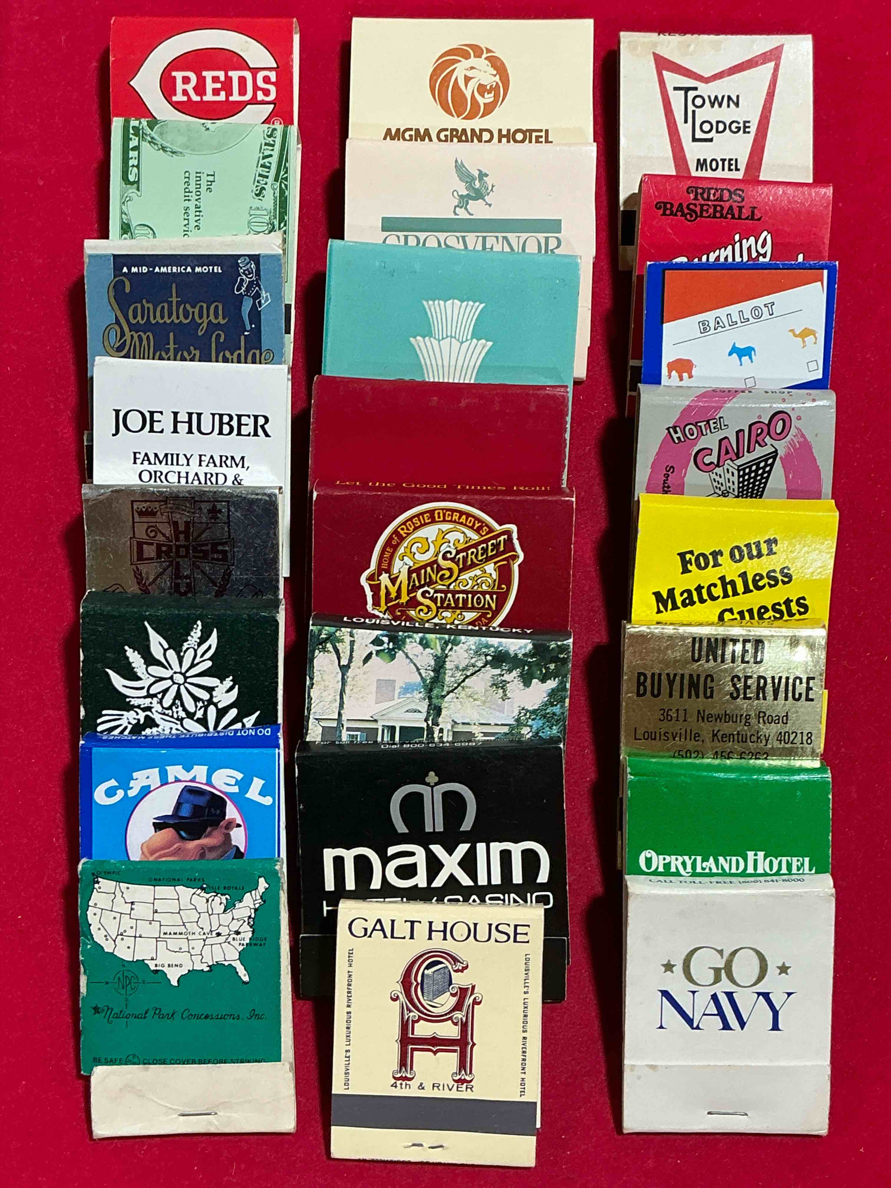 vintage matchbooks!  a crazy hard to collect collection of matchbooks from all over, many from places that no longer exist!  collection spans decades & decades!  most books are complete with all matches!  one of a kind collection!  all original & impossible to find anywhere else!