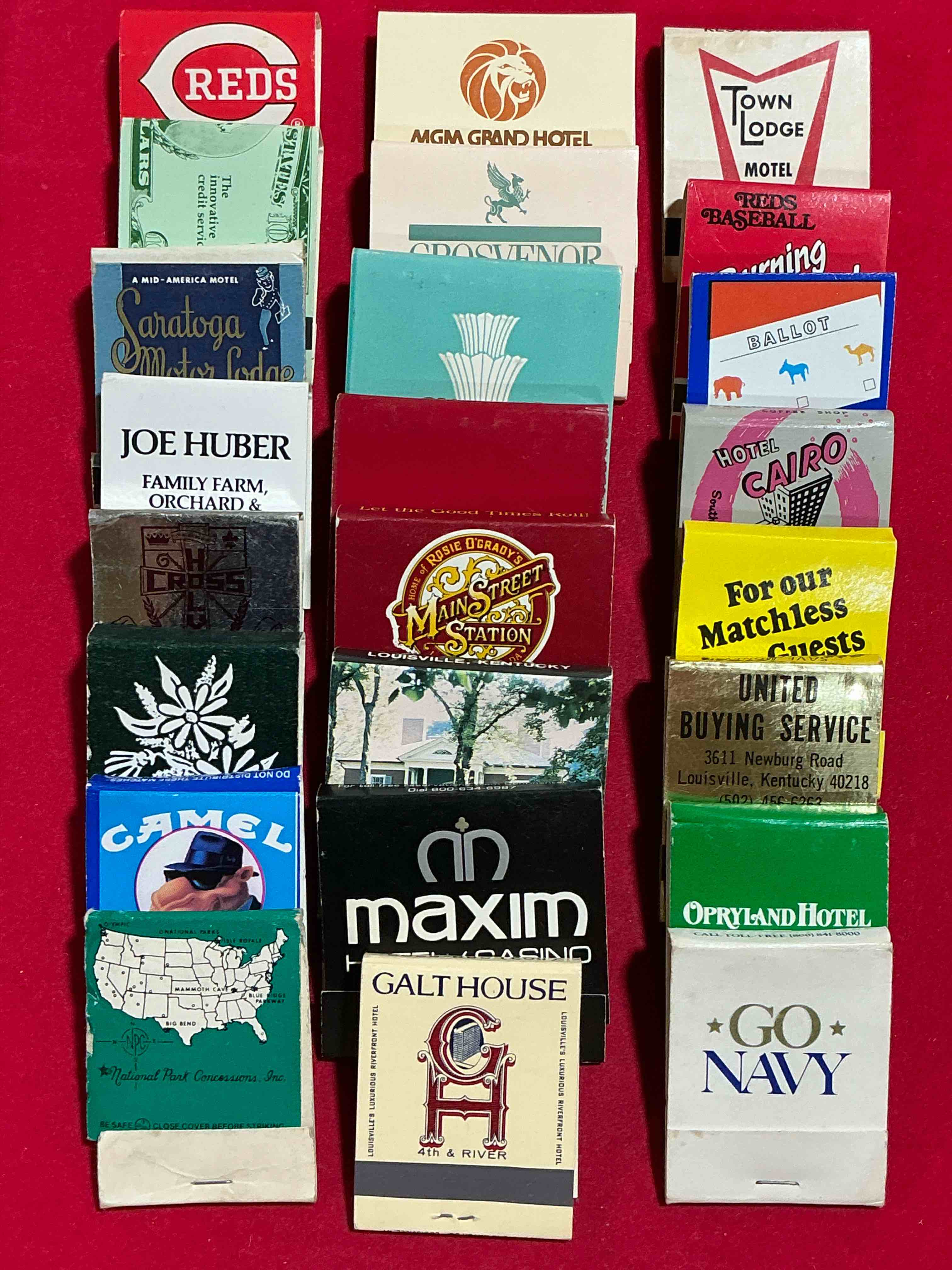 Condition photo showing Good Condition for vintage matchbooks! a crazy hard to collect collection of matchbooks from all over, many from places that no longer exist! collection spans decades & decades! most books are complete with all matches! one of a kind collection! all original & impossible to find anywhere else!