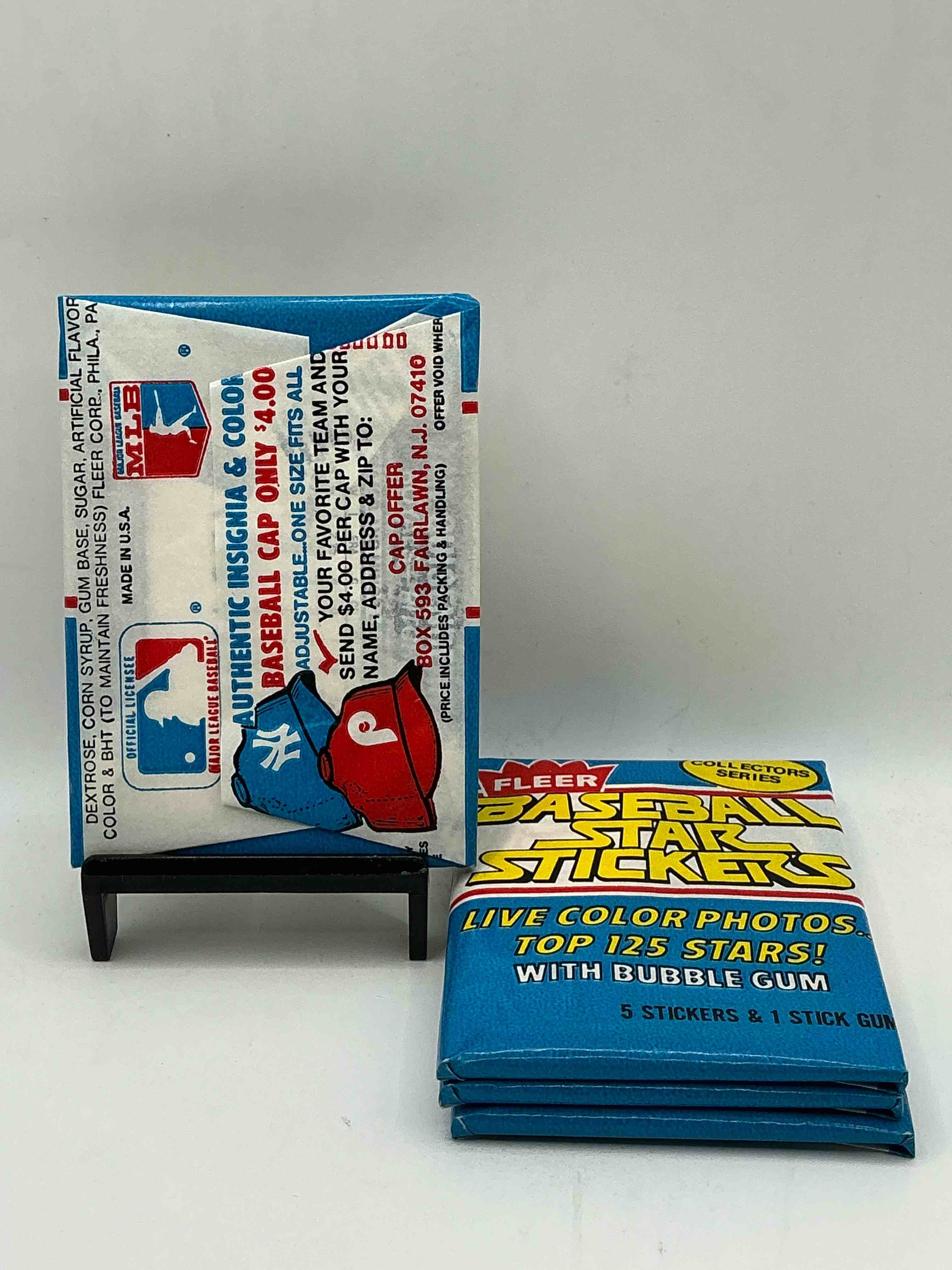 Condition photo showing New/Like New for 1981 baseball history!  rare 1981 fleer baseball sticker wax packs, sealed & unopened direct from original retail case!  a serious, rare baseball collectible!  