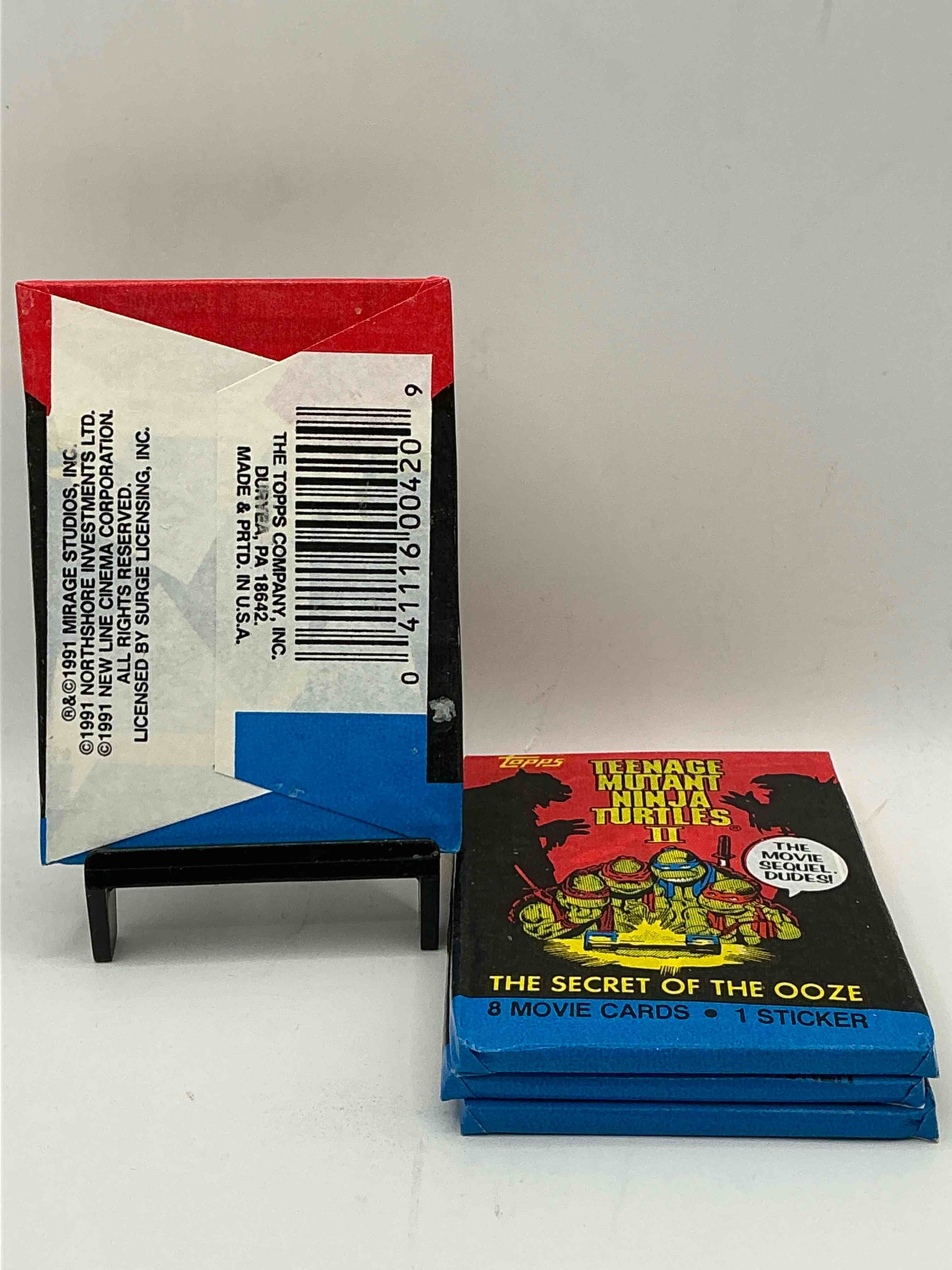 Condition photo showing New/Like New for ninja turtle fans rejoice! rare 1991 tmnt ii movie card wax packs, sealed & unopened direct from original retail case! a super rare serious collectible!