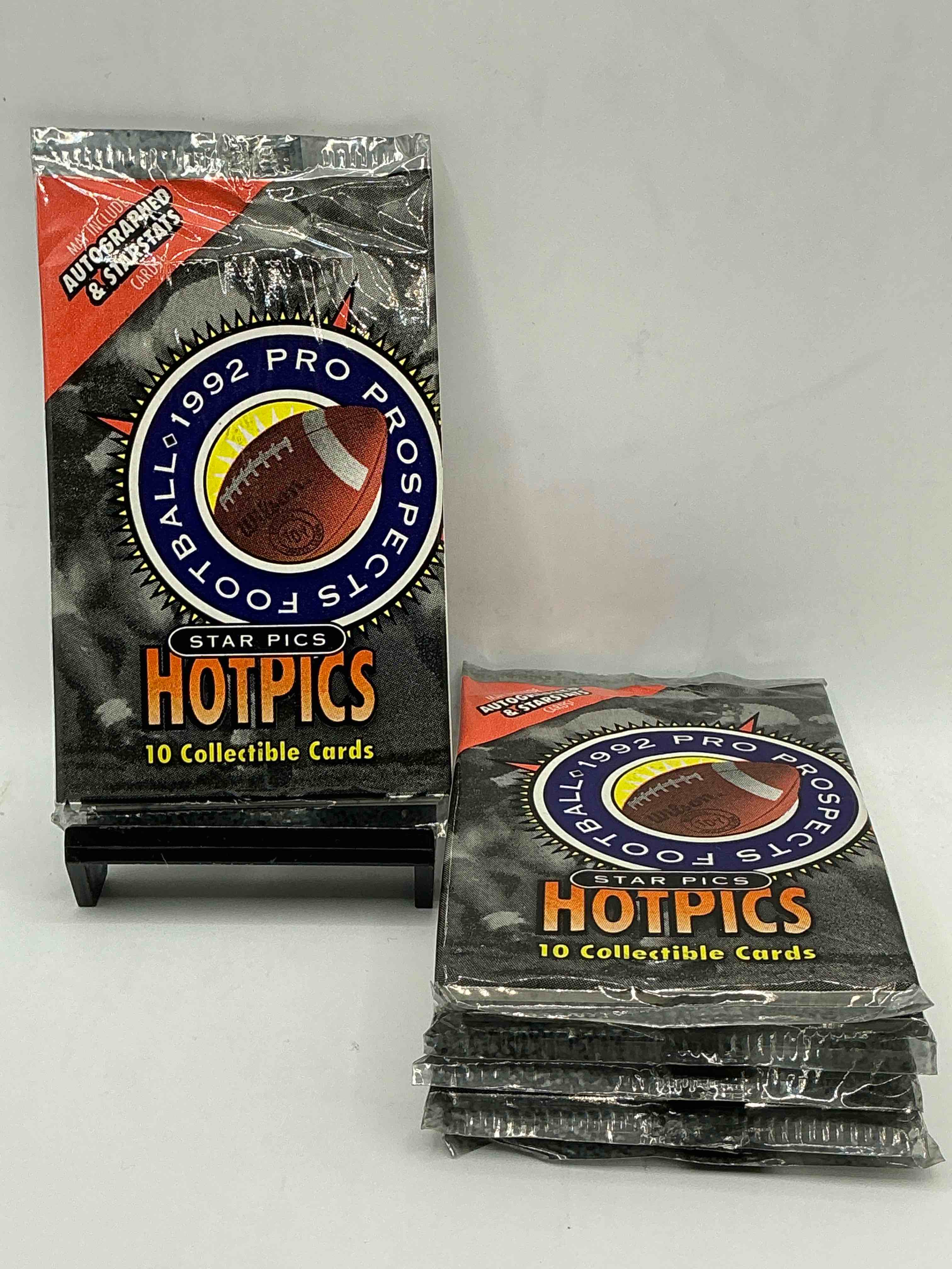 autographs & starstats! 1992 pro prospects football star pics “hotpics”! 10 cards per pack wow! great for any sports card collection!