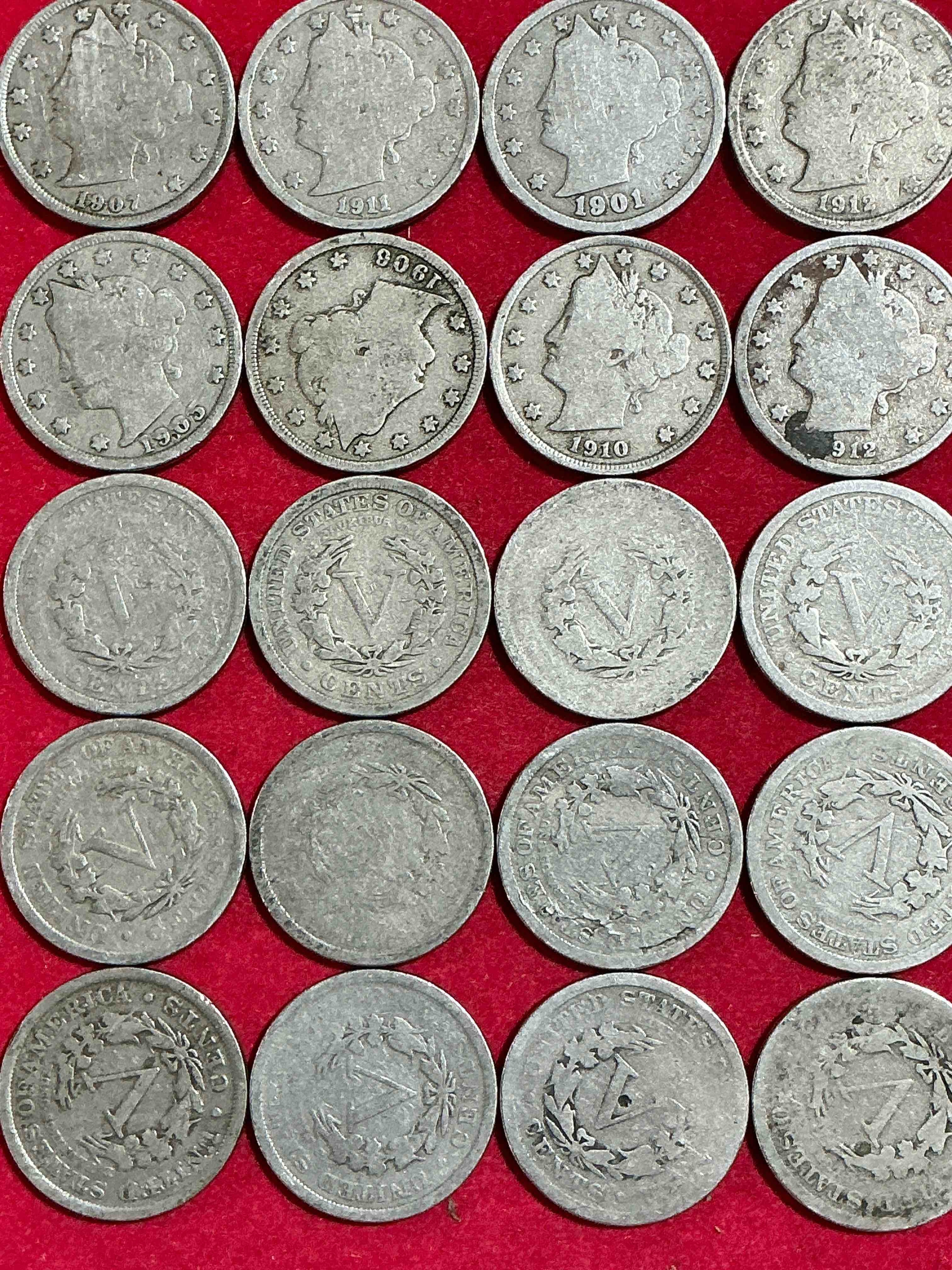 Antique U.S. V Nickels! Think Of The History These Coins Have Seen!, Liberty Head V Nickels Were Minted Up Until 1913 & Were The Style Of Nickels Before Buffalo Nickels. Own Some Cool Pieces Of History! Rare To See These Coins With The "Date On" In Circulated Condition!
