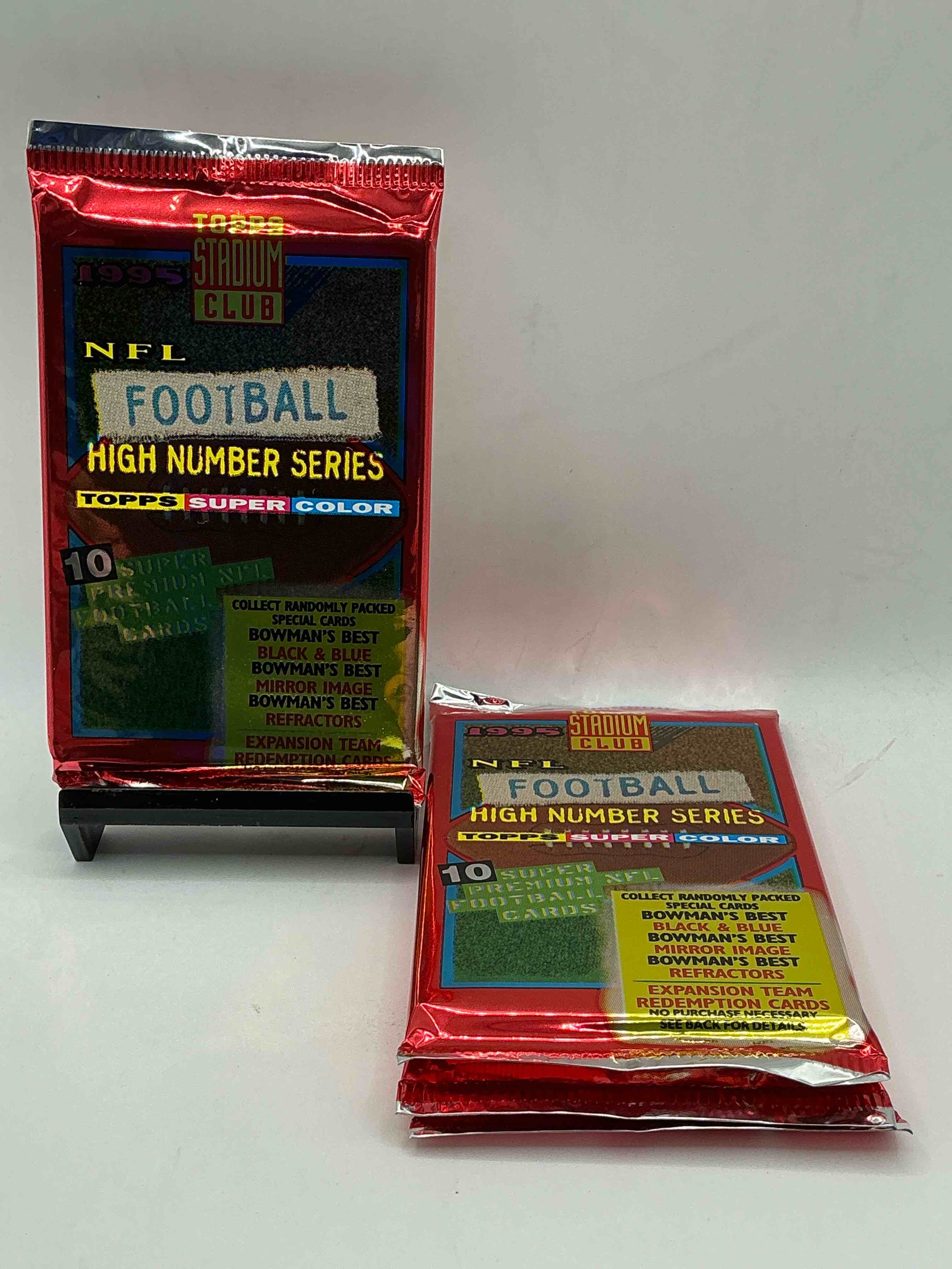 1995 NFL Football High Number Series Topps Stadium Club Super Color! 10 Super Premium NFL Football Cards! Collect Randomly Packed Cards, Bowman’s Best, Black & Blue, Mirror Image, Refractors & More! Rare Packs!