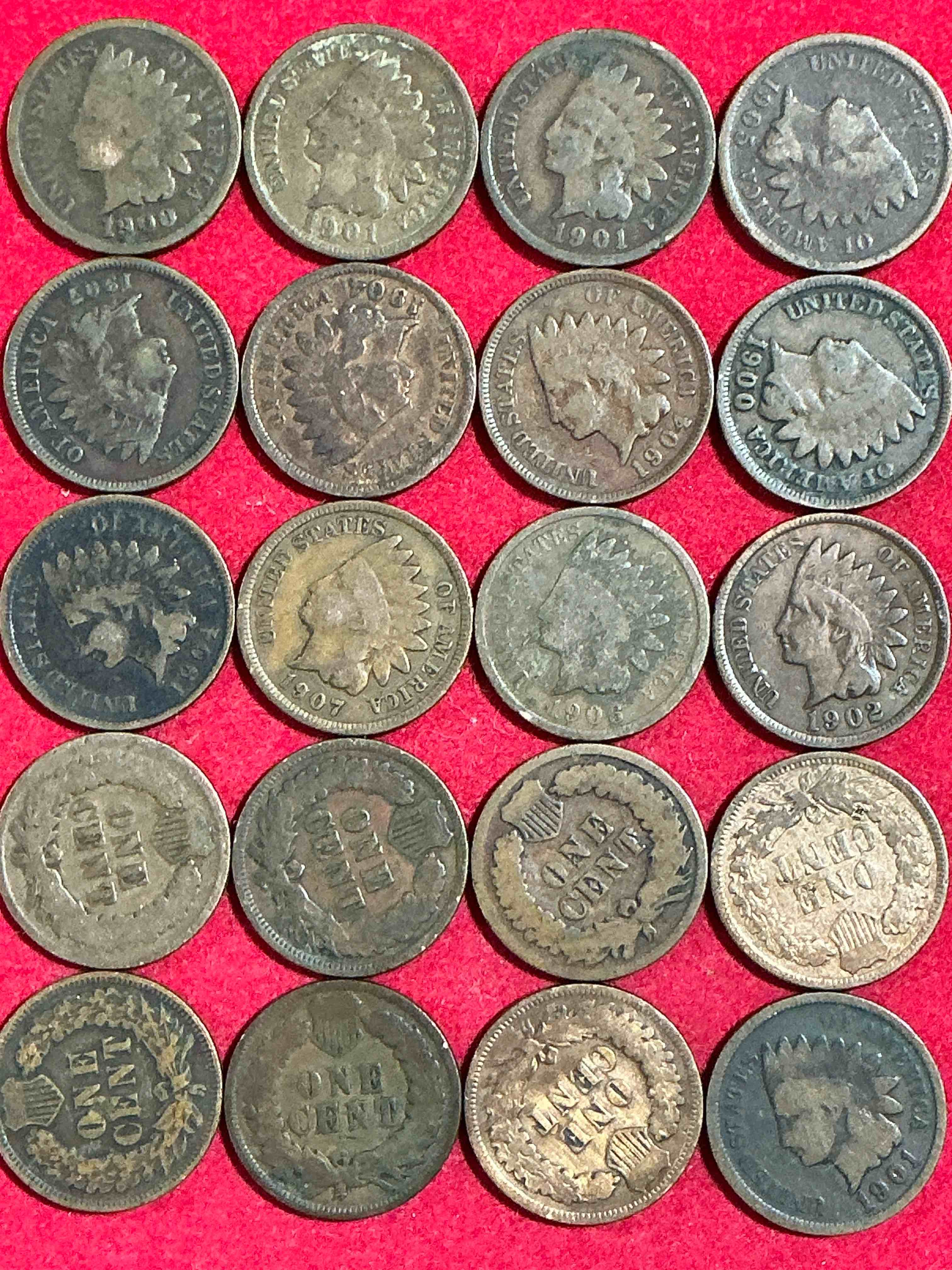 Indian Head Pennies! These Gorgeous U.S. Pennies Were Minted From 1859-1909 & Have Become Serious Collector Items! The "Indian Head" Design Is Actually A Representation Of Lady Liberty Wearing An Indian Headdress. Here Are Beautiful, Well-Kept Examples Representing Many Different Mint Years! Great For Collecting, Investing & Learning History, & Rare With Visible Dates!