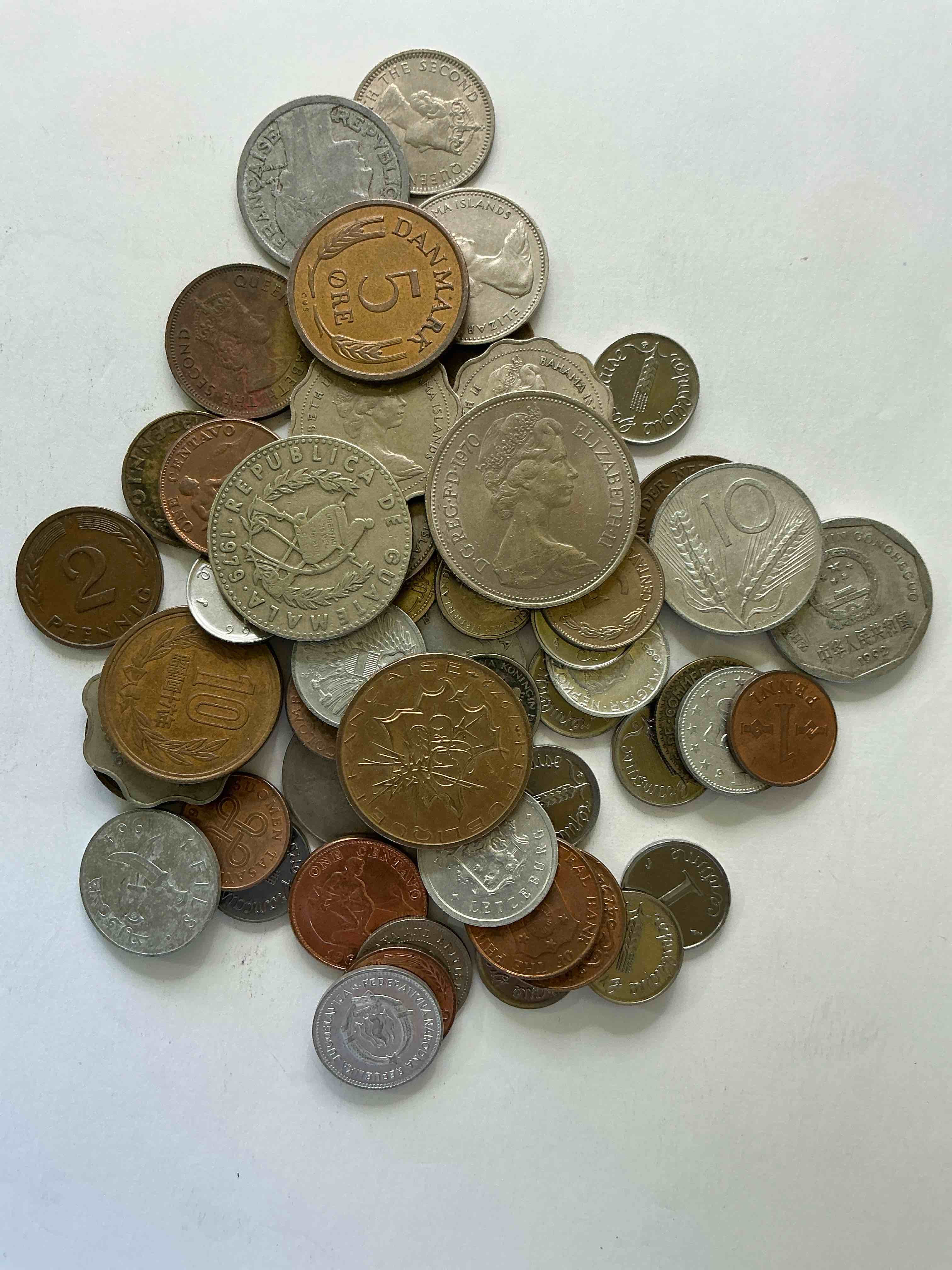 Condition photo showing Good Condition for world coins, antique & vintage! each lot is unique! many different years, countries, sizes & exotic places. this cool collection of antique coins from around the world is loads of fun! have fun identifying each coin & country as a great educational tool! a great investment too!
