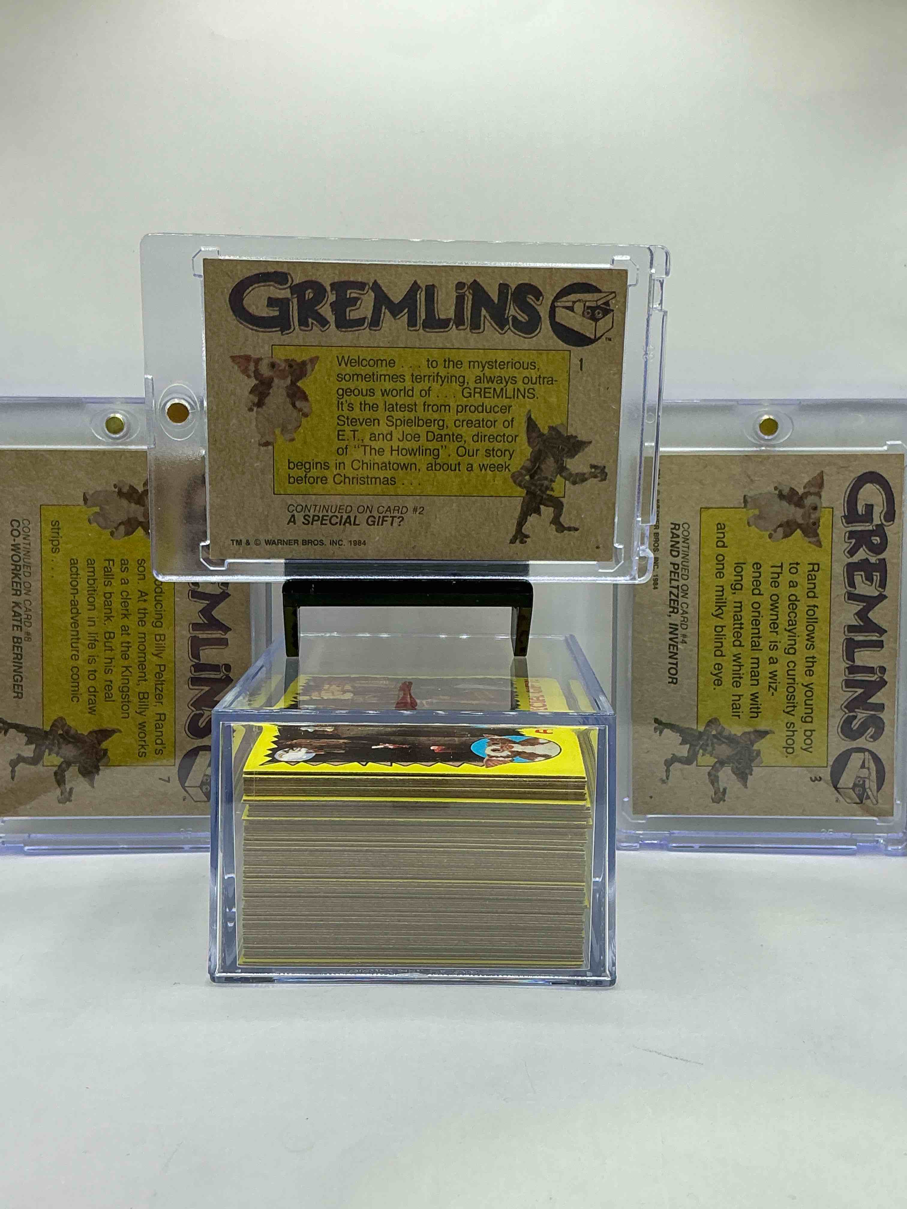 Condition photo showing New/Like New for 1984 gremlins movie history! complete, authentic, original "gremlins" movie 82 card set, in great condition! gremlins is an iconic spielberg 80's movie & this collection is a serious pop culture collectible! own a piece of the 80's! very rare complete & in this great of condition!