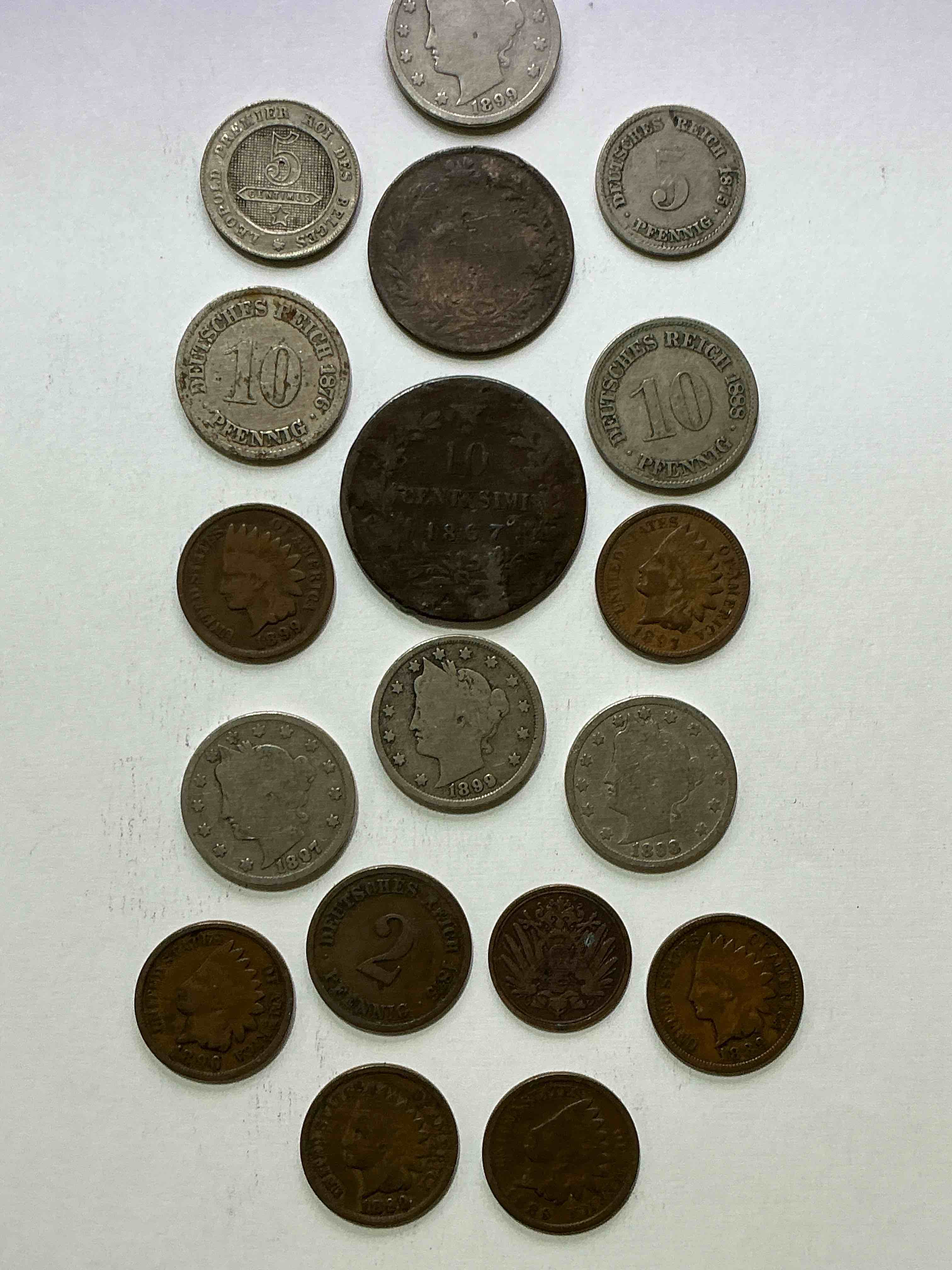 Condition photo showing Good Condition for 1800’s coins! pre 1900 coin lot, perfect for collectors & awesome addition to any collection, think of the history these coins have seen! wow! from all over!