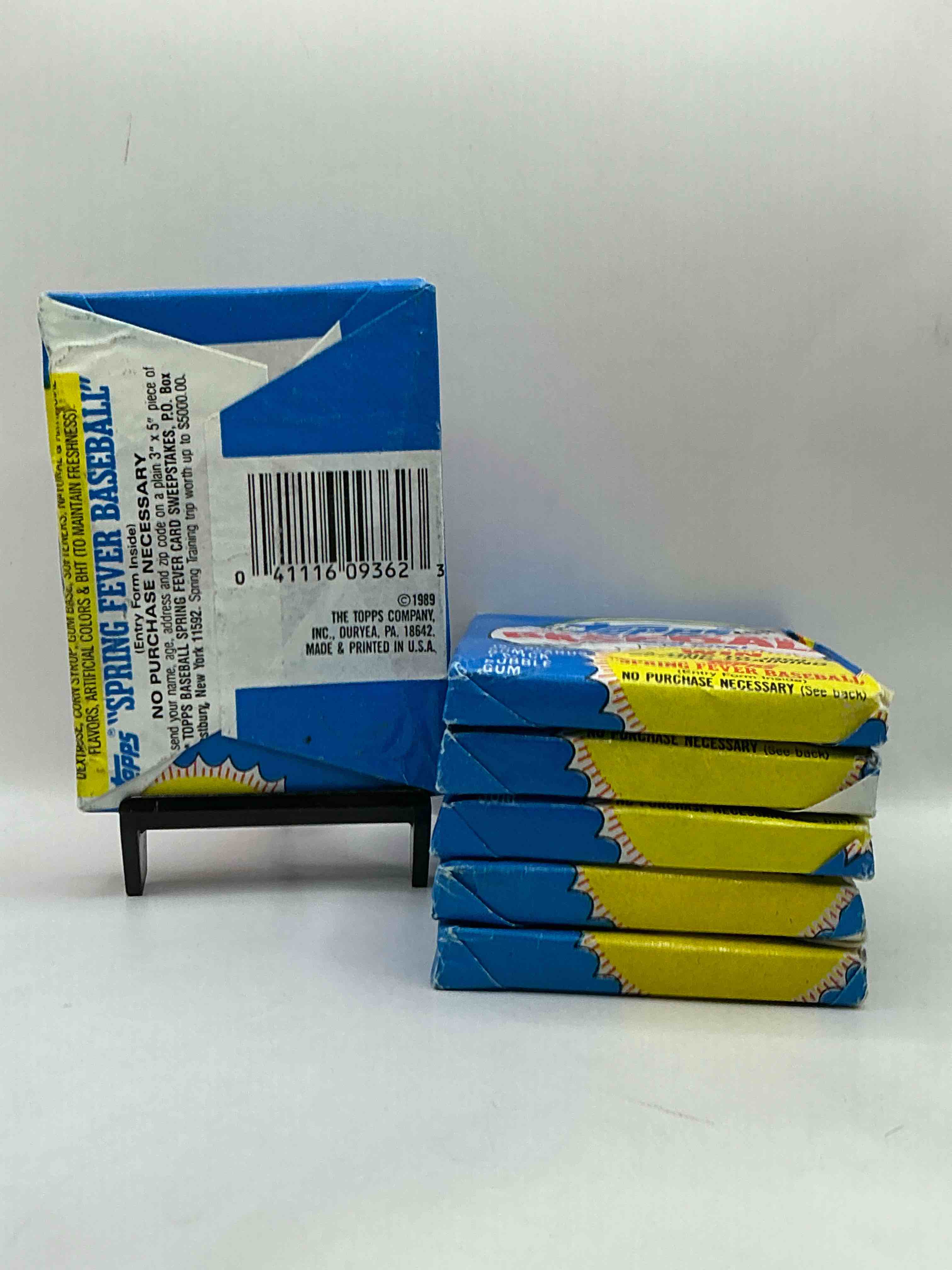 Condition photo showing New/Like New for 1989! bo jackson, deion sanders, don mattingly & more! insane 1989 topps baseball unopened sports card collectible wax packs! direct from original retail case! search for valuable randy johnson rookies!