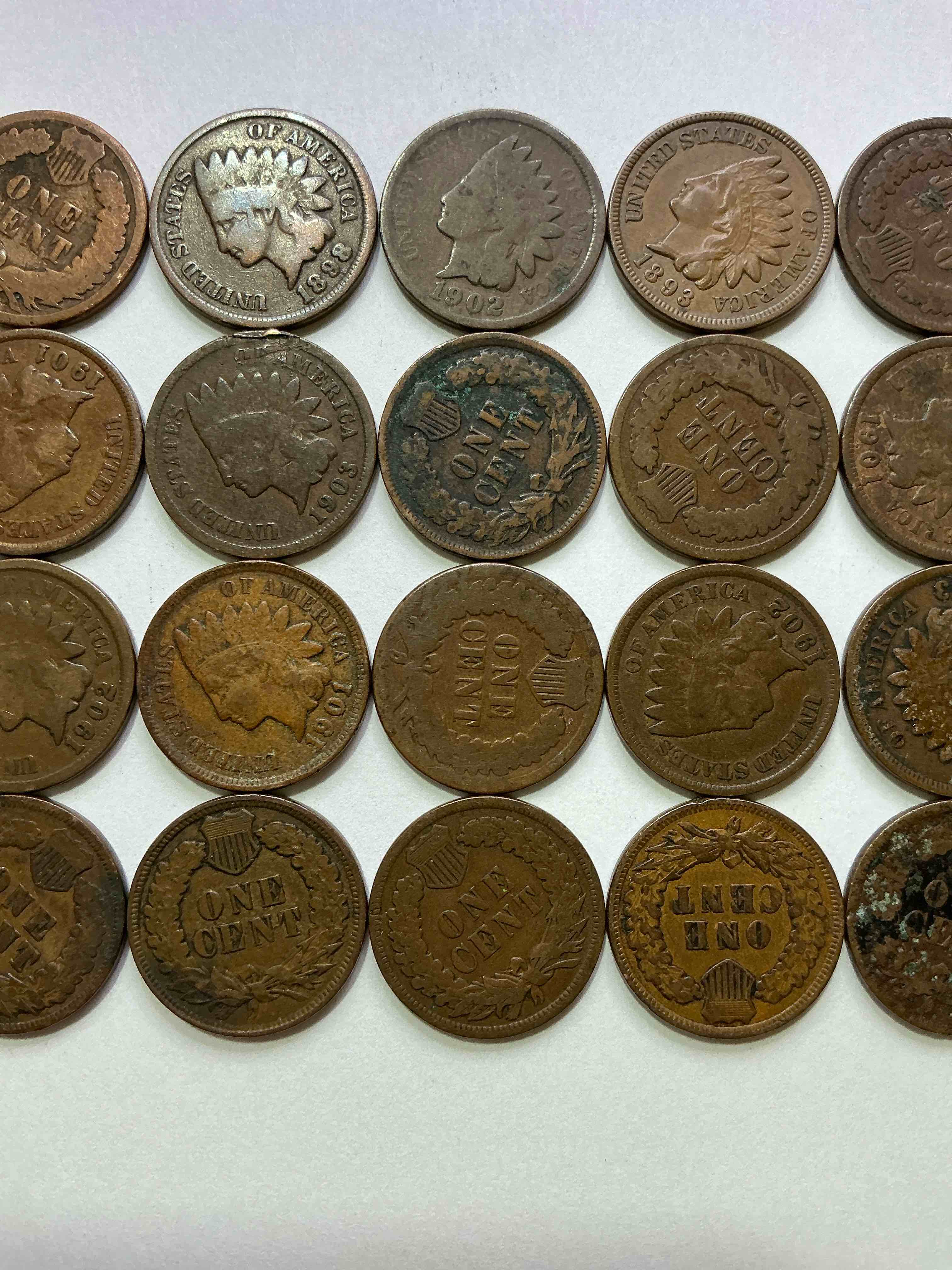 Indian Head Pennies! These Gorgeous U.S. Pennies Were Minted From 1859-1909 & Have Become Serious Collector Items! The "Indian Head" Design Is Actually A Representation Of Lady Liberty Wearing An Indian Headdress. Here Are Beautiful, Well-Kept Examples Representing Many Different Mint Years! Great For Collecting, Investing & Learning History, & Rare With Visible Dates!