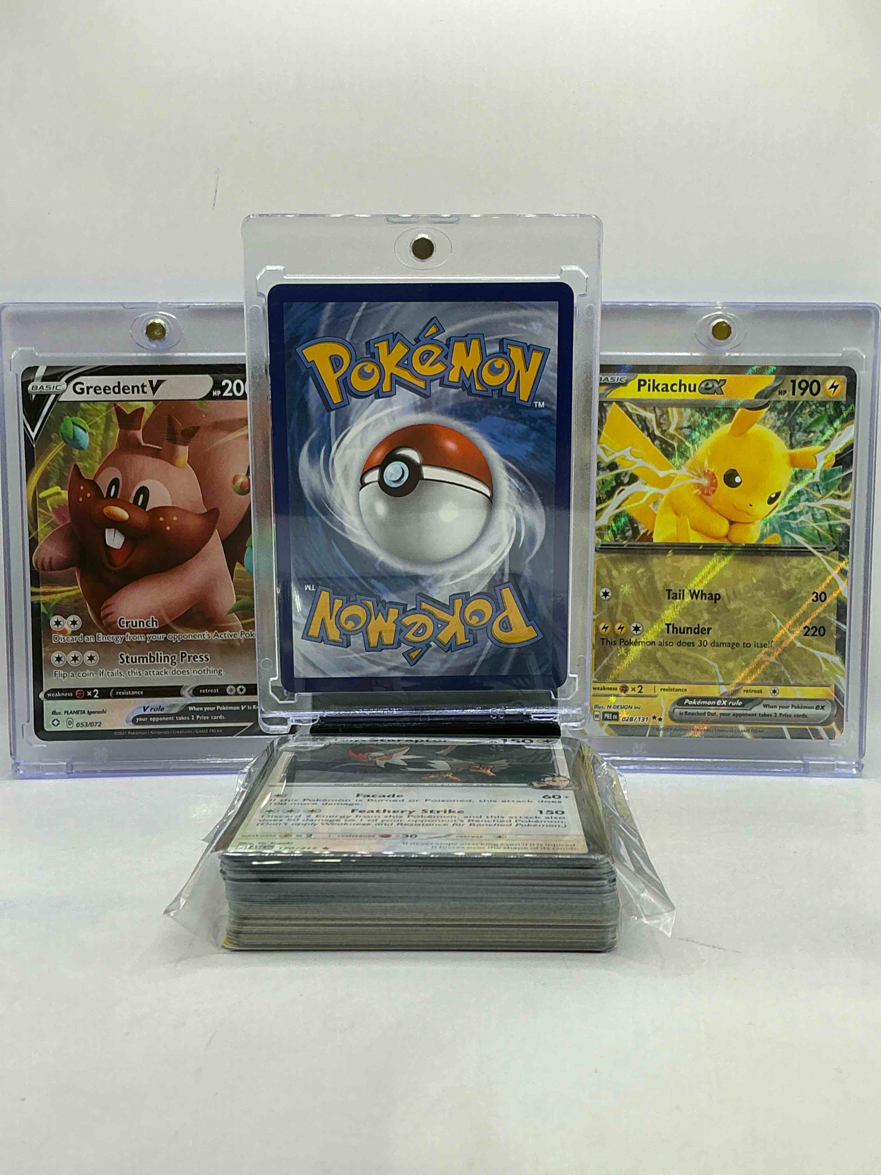 Condition photo showing New/Like New for charizard vstar , piakchu ex, greedent v & more! rare monsters, along with 50 other pokémon heroes, holos, legends & commons- including 1 stage two rare holographic, 2 stage one rare holographic, 3 basic rare holographic, 4 common/ uncommon holographics (all stages), 2 stage two non holographic & 2 rares! also includes 36 non holo common/ uncommon basic & first stage cards trainers & energy too! perfect set for collectors & enthusiasts!
