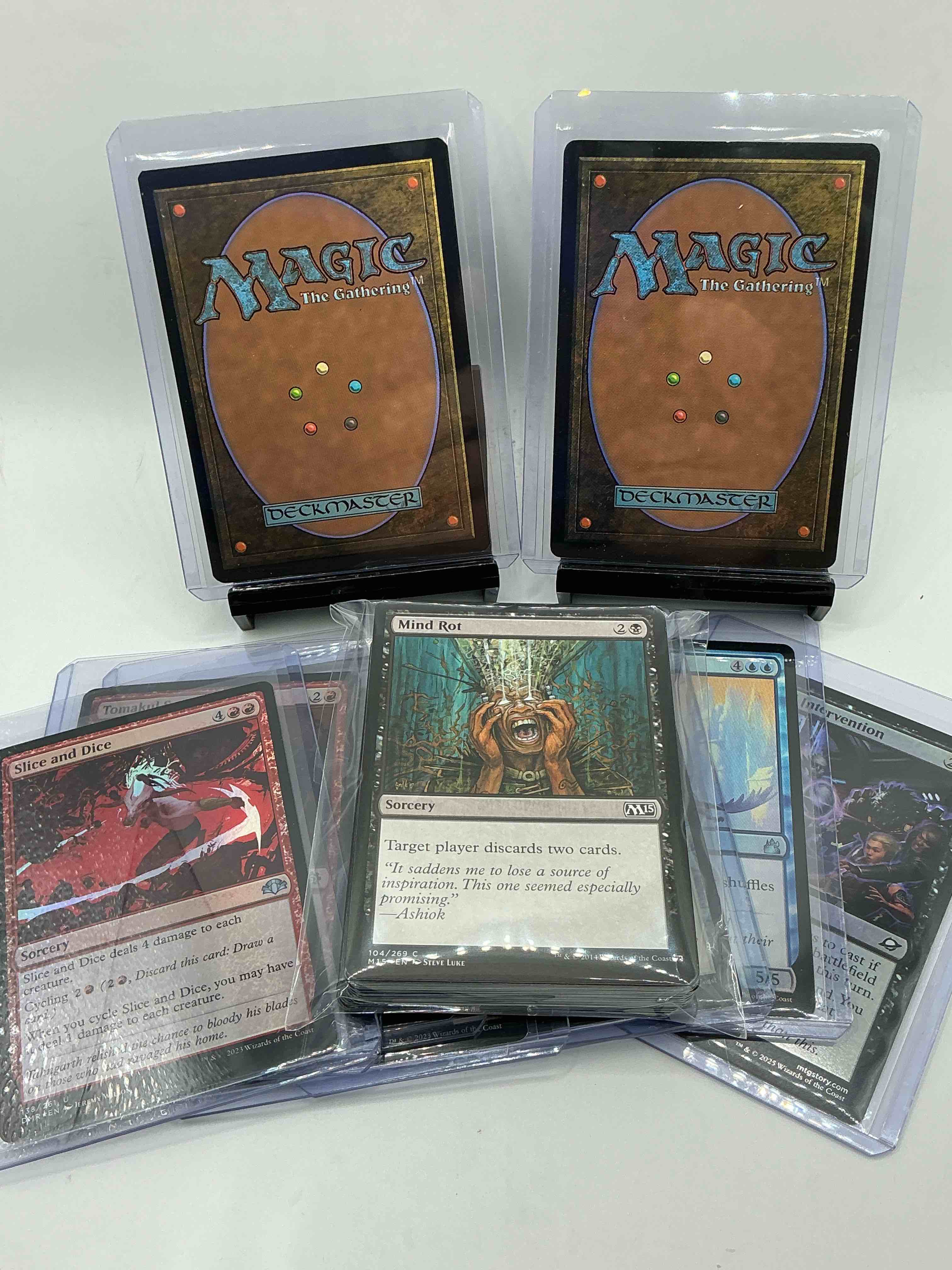 Condition photo showing New/Like New for magic the gathering 50 card lot! lot includes 10 rare or holo foil cards! all cards in excellent shape condition! a great way to join the mtg craze!