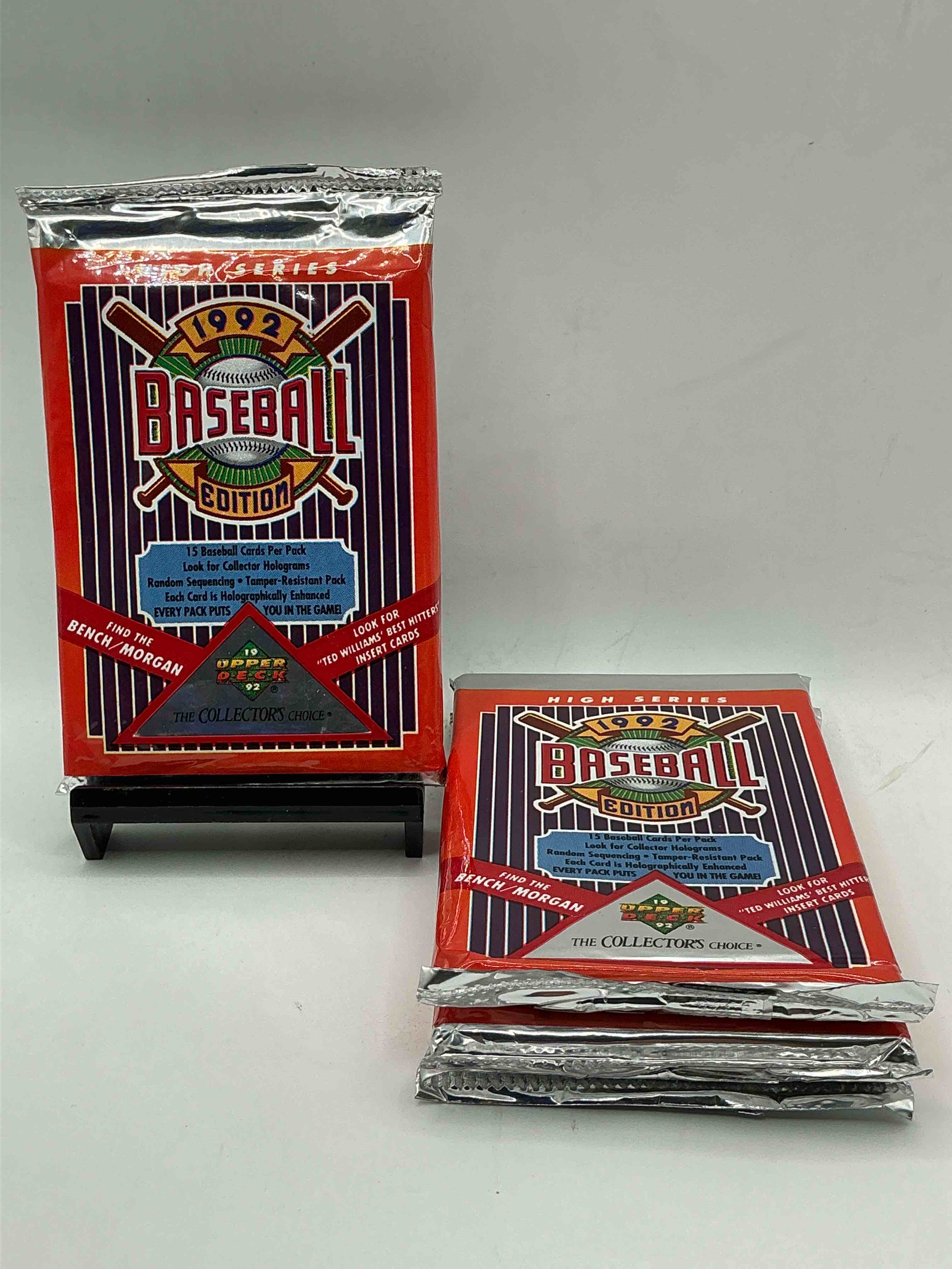 1992 upper deck high series baseball sealed sports & collectible card pack, direct from original sealed retail case! search for ultra rare & valuable ted williams & johnny bench signed insert cards as well as deion sanders, ken griffey jr., nolan ryan & so much more!
