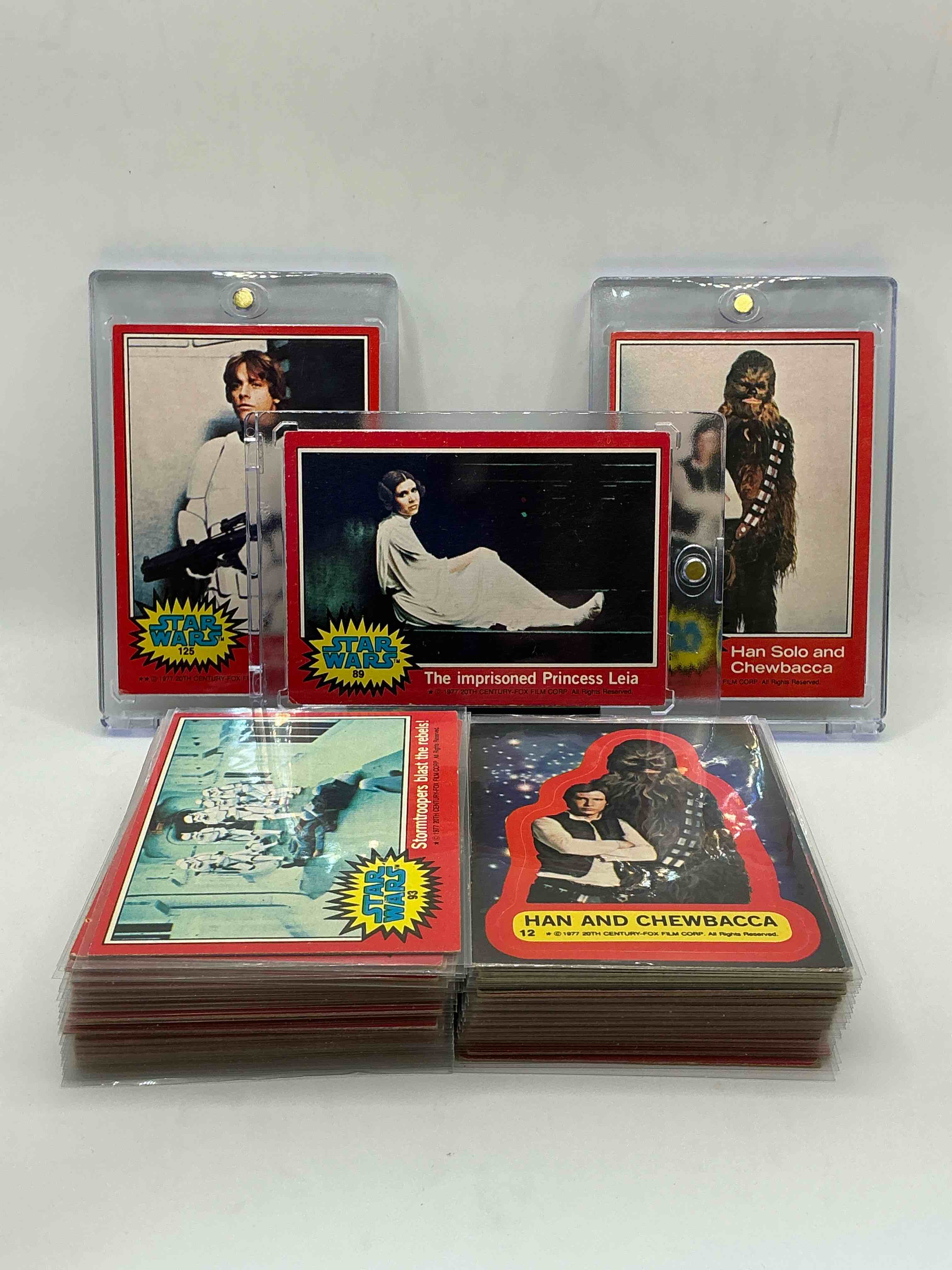 1977 star wars authentic original! complete 1977 star wars movie card set, series 2 red, all 66 cards & 11 stickers all included. cards in good to fine condition. an amazing way to get a very hard to find, genuine 1977 star wars series 2 complete card set!