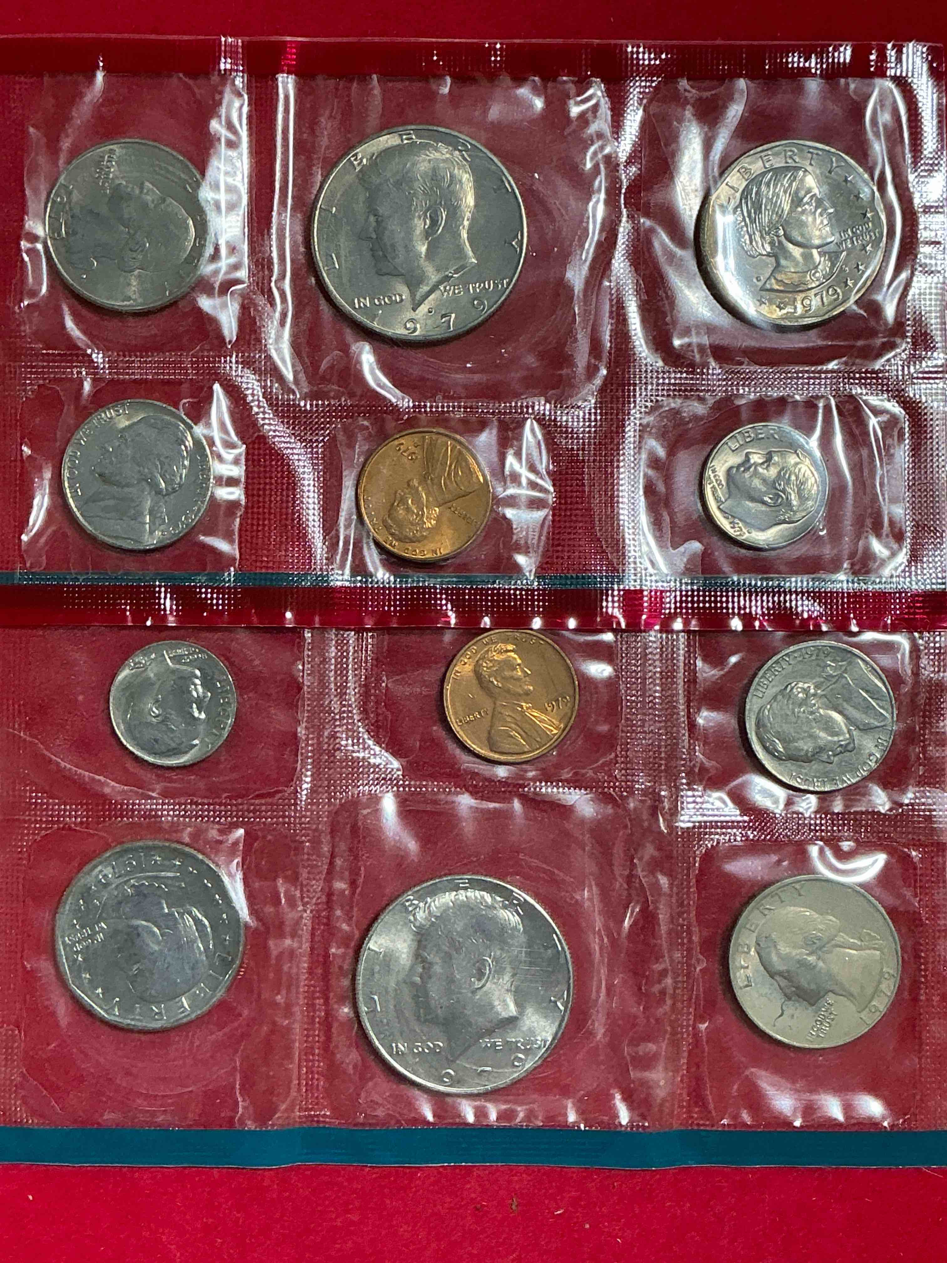 1979 uncirculated philadelphia & denver 12 coin mint combo! these beautiful, uncirculated coins are rare pieces of history! 1979 dimes, pennies half dollars, dollars, nickels, susan b anthony’s & quarters!