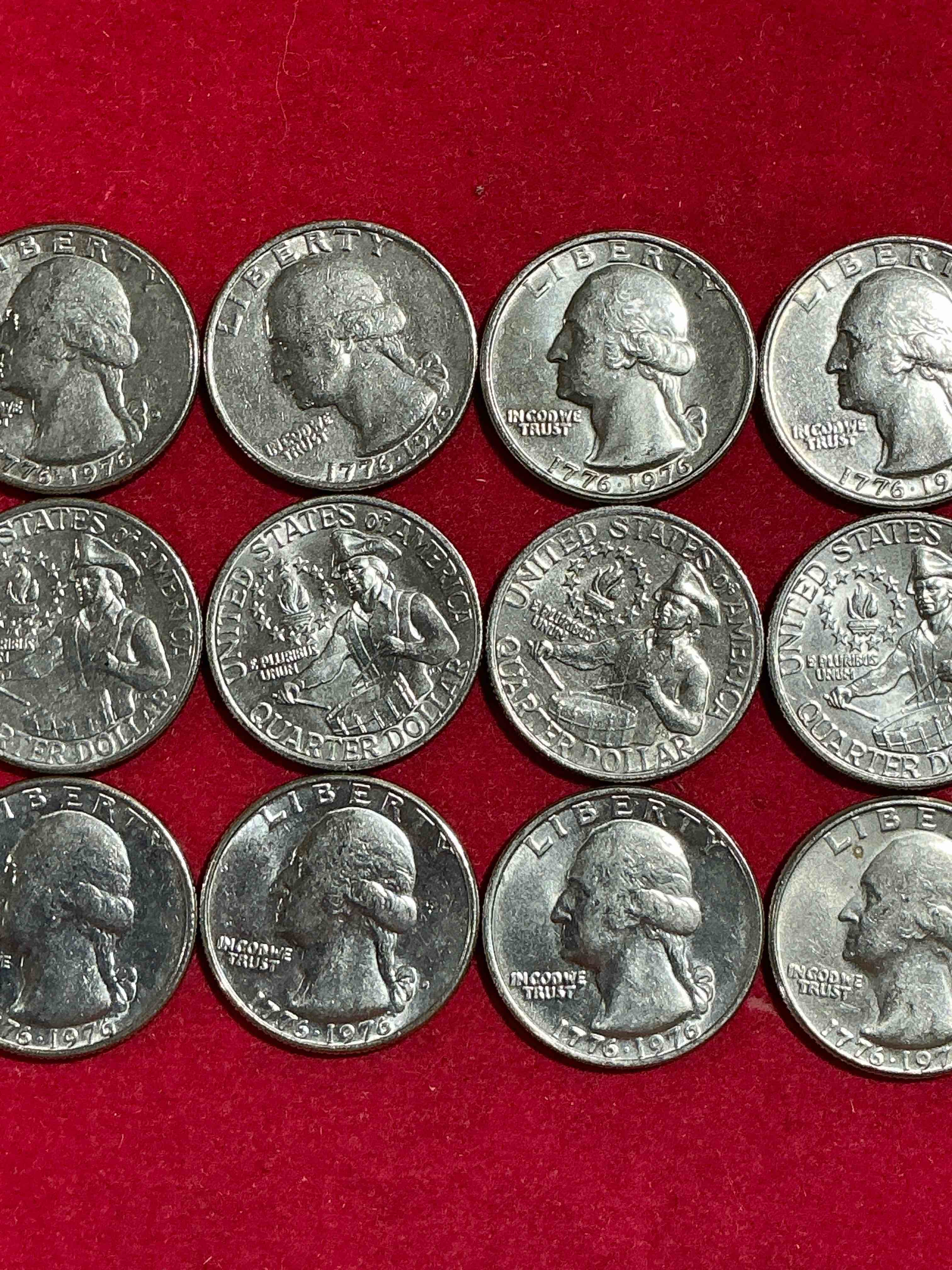 1976 bicentennial bliss! quarters! in 1976 the u.s. mint produced coins celebrating the 200 year anniversary of america. up for auction are awesome examples of bicentennial quarters produced for this... the infamous 200 year anniversary edition! highly desirable for collectors! own pieces of history & get ready for america's 250 year anniversary coming soon!