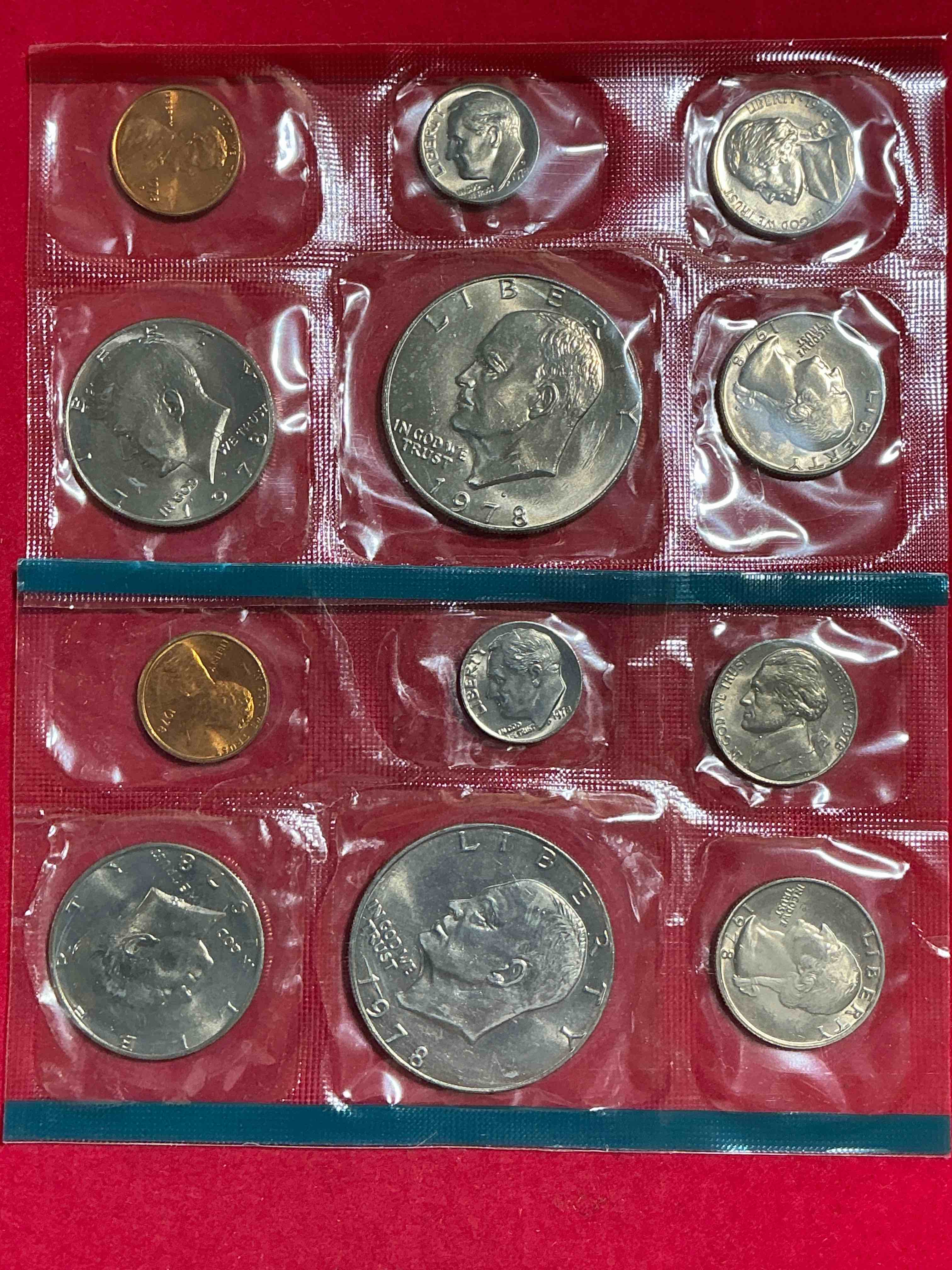 1978 uncirculated philadelphia & denver 12 coin mint combo! these beautiful, uncirculated coins are rare pieces of history! 1978 dimes, pennies half dollars, dollars, nickels & quarters!