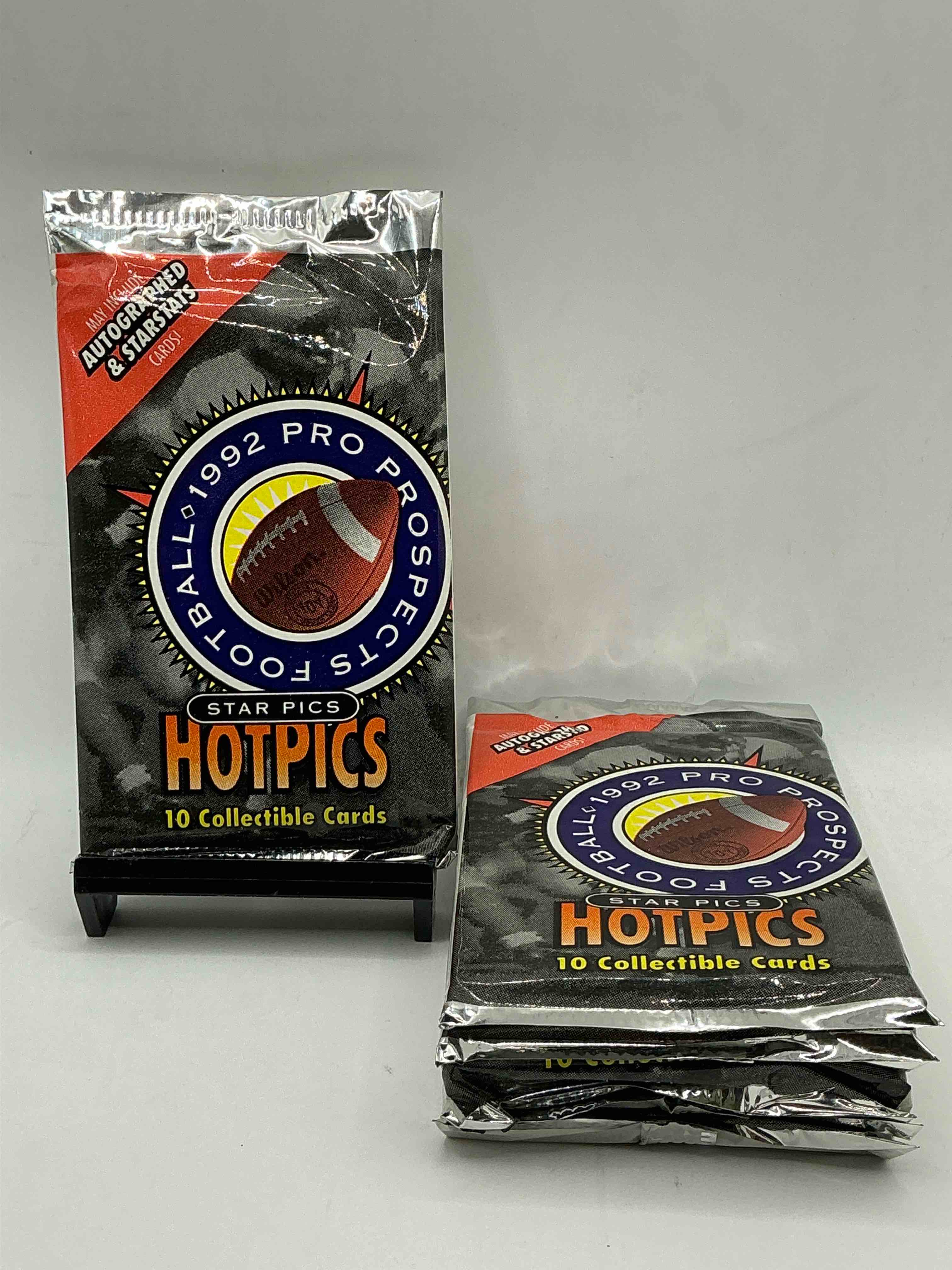 autographs & starstats! 1992 pro prospects football star pics “hotpics”! 10 cards per pack wow! great for any sports card collection!