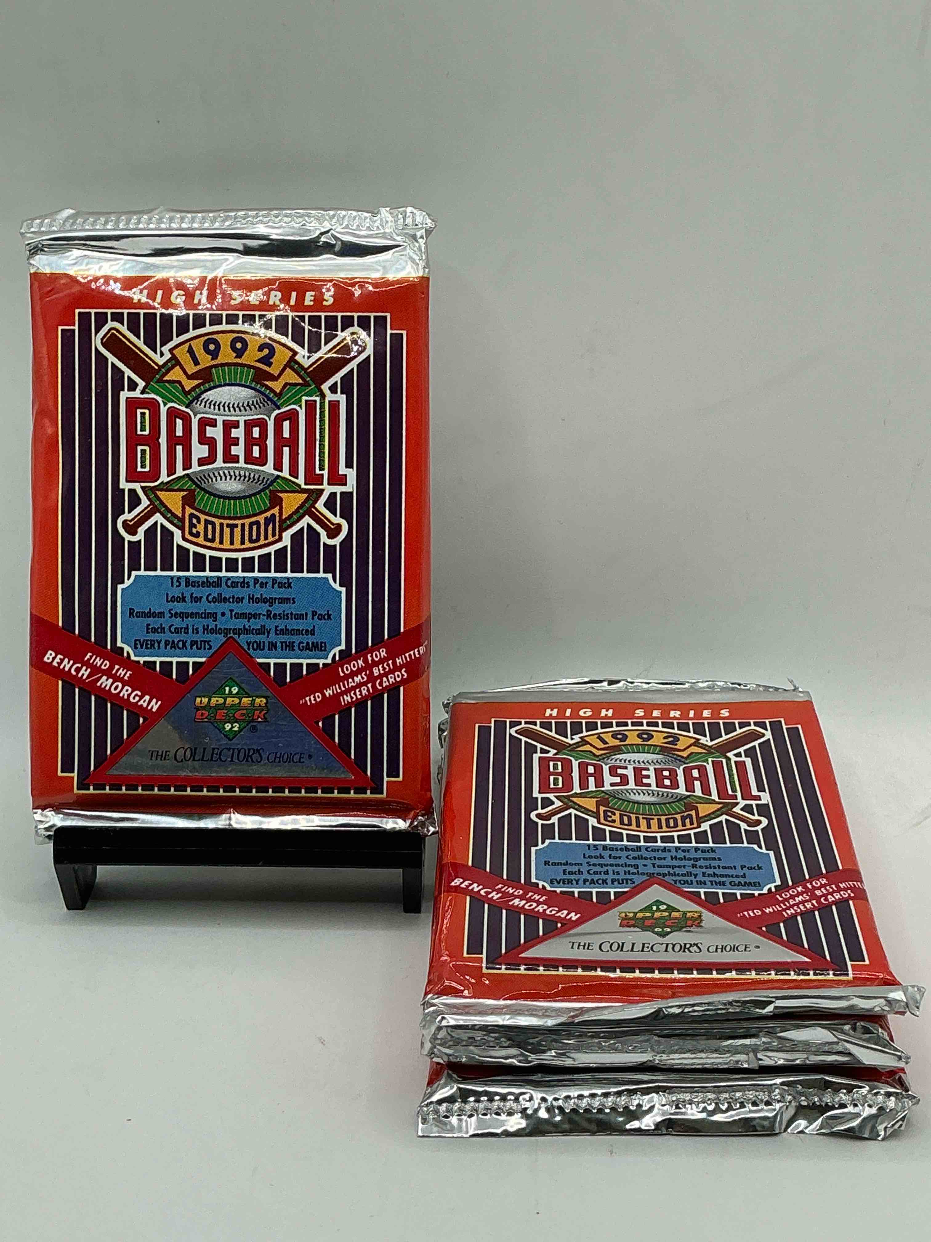 1992 upper deck high series baseball sealed sports & collectible card pack, direct from original sealed retail case! search for ultra rare & valuable ted williams & johnny bench signed insert cards as well as deion sanders, ken griffey jr., nolan ryan & so much more!