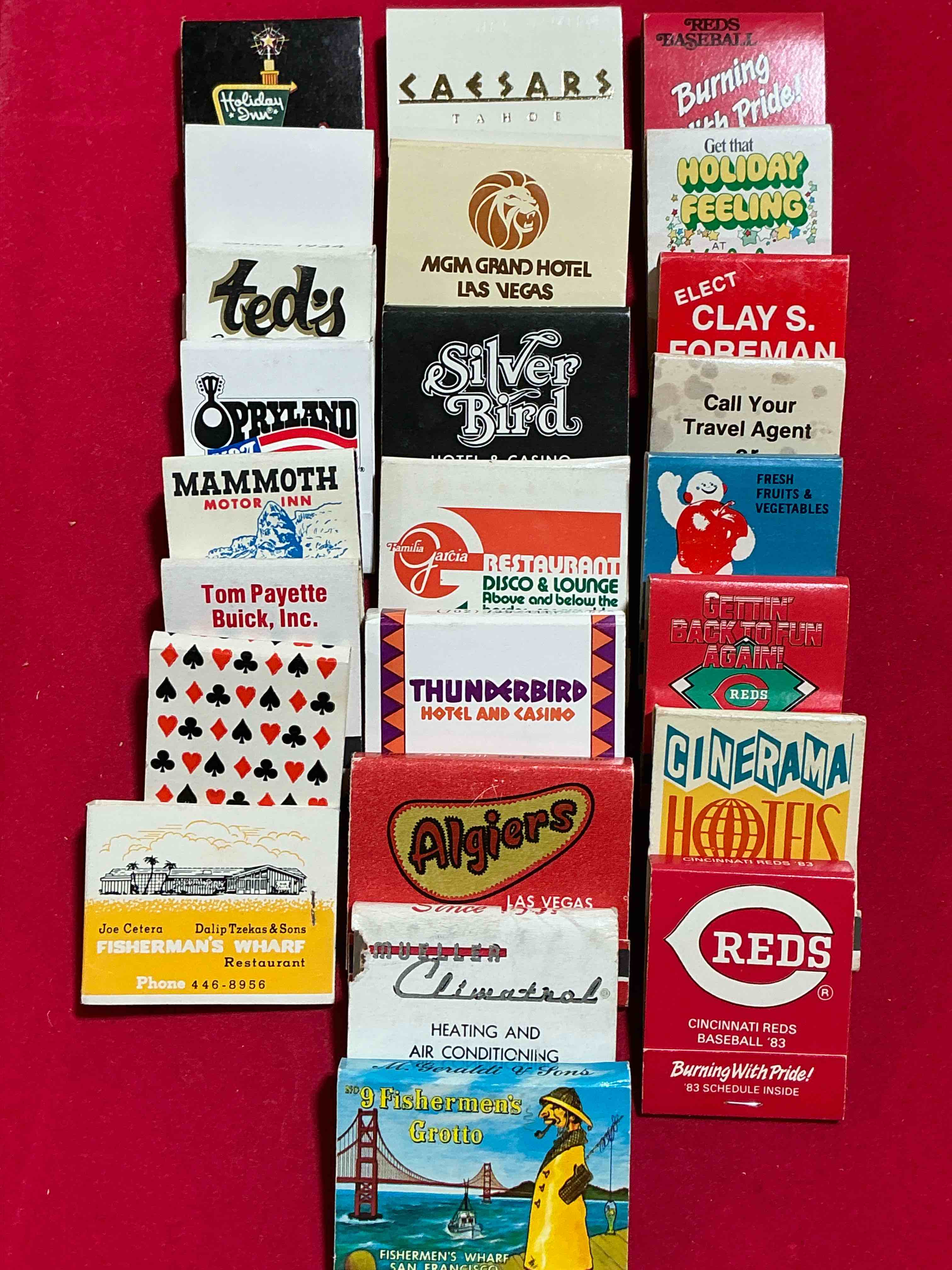 vintage matchbooks!  a crazy hard to collect collection of matchbooks from all over, many from places that no longer exist!  collection spans decades & decades!  most books are complete with all matches!  one of a kind collection!  all original & impossible to find anywhere else!