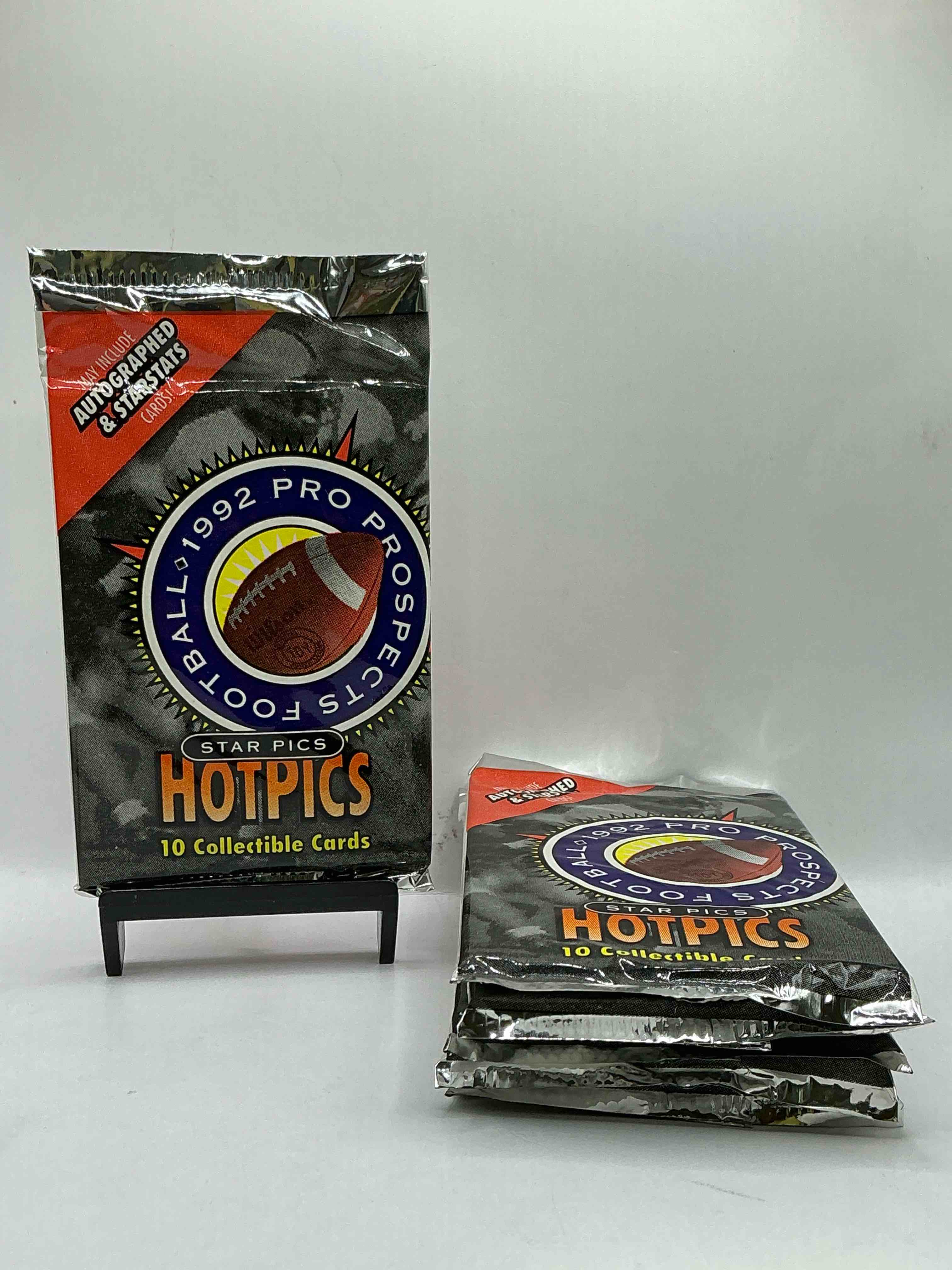 autographs & starstats! 1992 pro prospects football star pics “hotpics”! 10 cards per pack wow! great for any sports card collection!