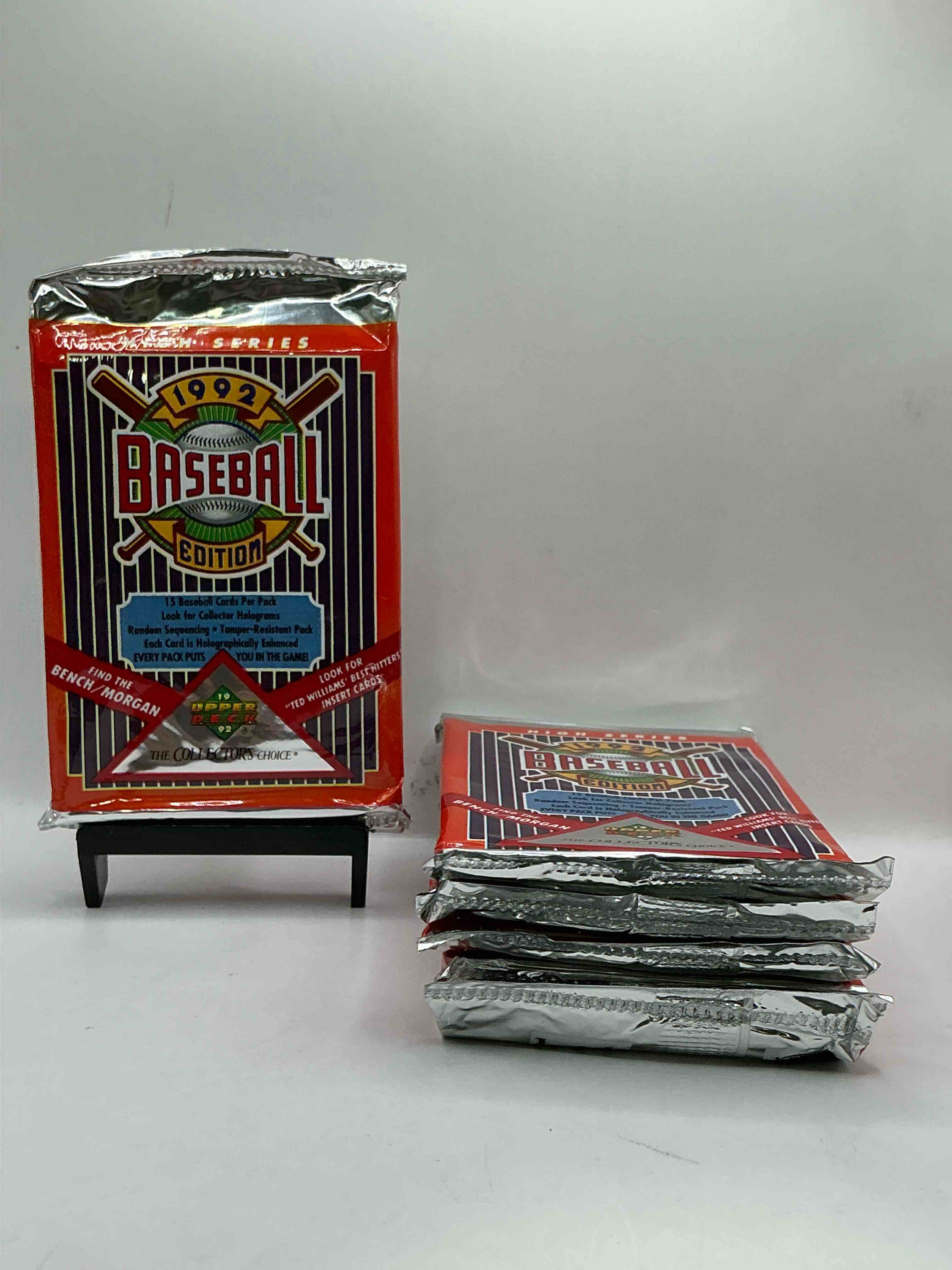 1992 upper deck high series baseball sealed sports & collectible card pack, direct from original sealed retail case! search for ultra rare & valuable ted williams & johnny bench signed insert cards as well as deion sanders, ken griffey jr., nolan ryan & so much more!