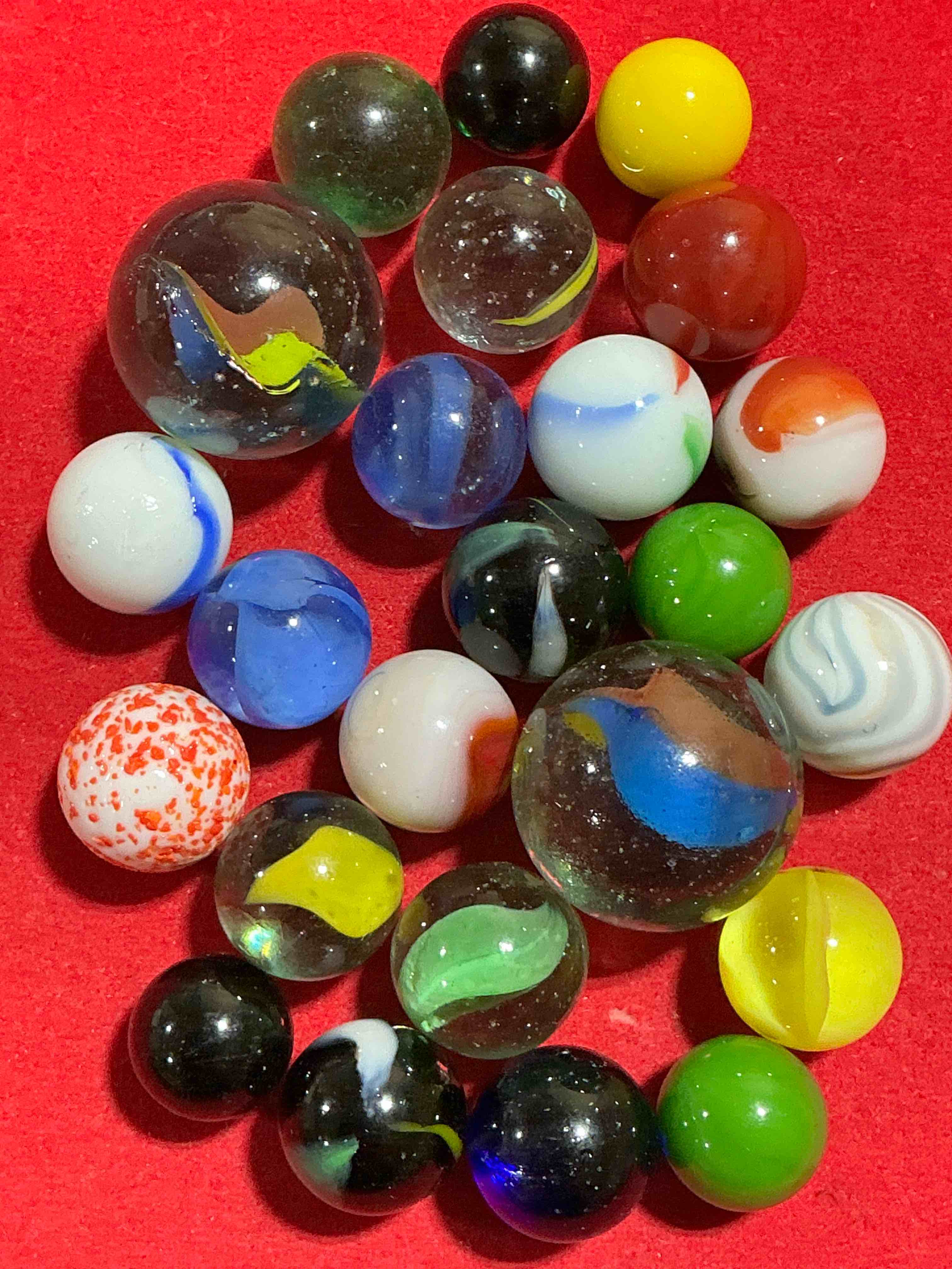 antique glass marbles! genuine stunning marbles lot, all marbles made between the years 1925-1965 & made with uranium! many are great depression era & even earlier! gorgeous, authentic pieces of history!  