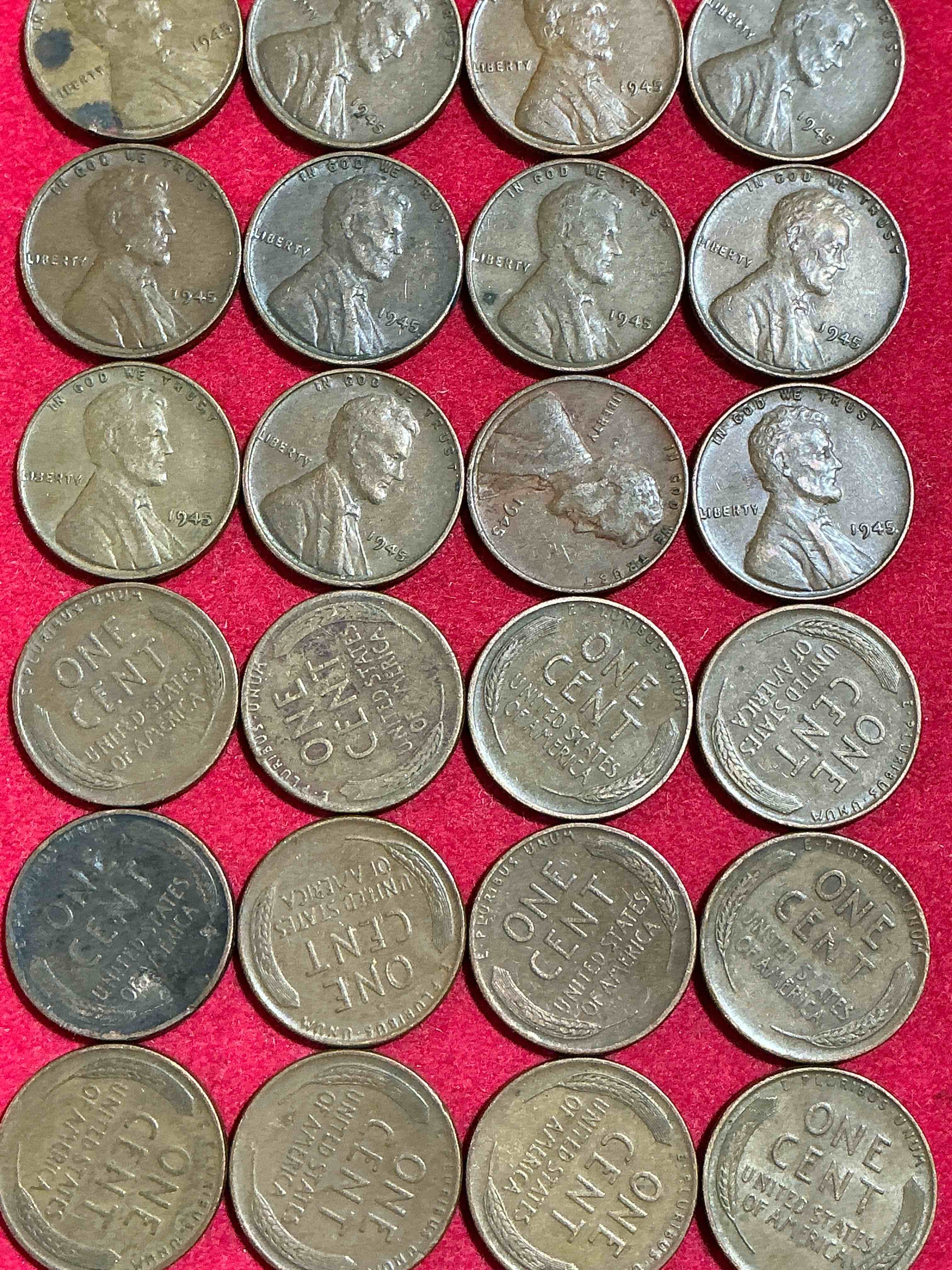 Condition photo showing Good Condition for 1945 world war 2 history! world war 2 ended with victory day may 8, 1945 & the surrender of japan on sept 2, 1945. up for auction are 1945 wheat pennies in great condition! own pieces of one of the most important years in history!
