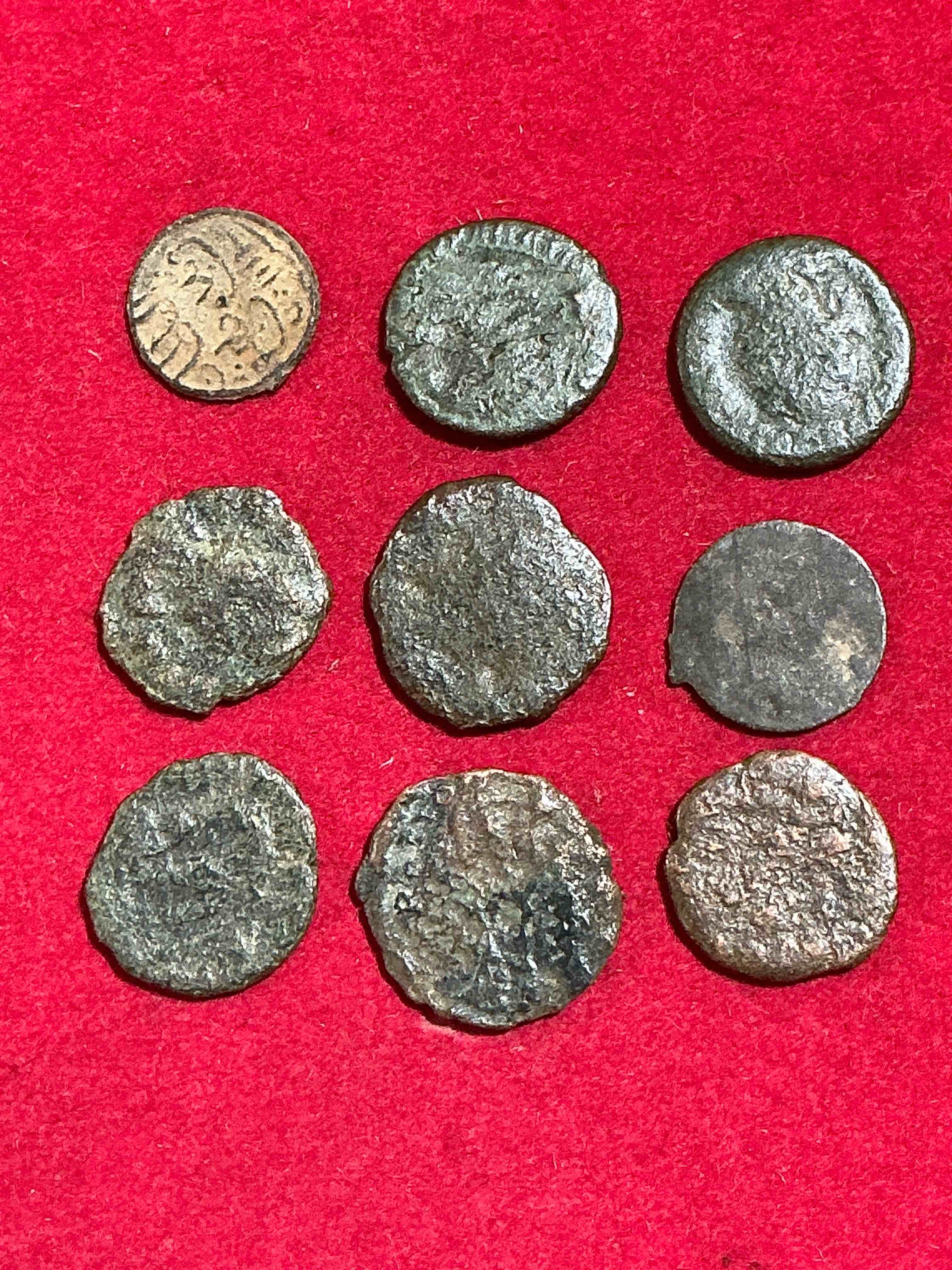 ancient roman coins! 1,600-1700 years old approximately! check out these amazing authentic pieces of history, ancient roman bronze coins from the approx 300 to 400 a.d era... serious pieces of history & serious colléctor items! own authentic pieces of ancient history!