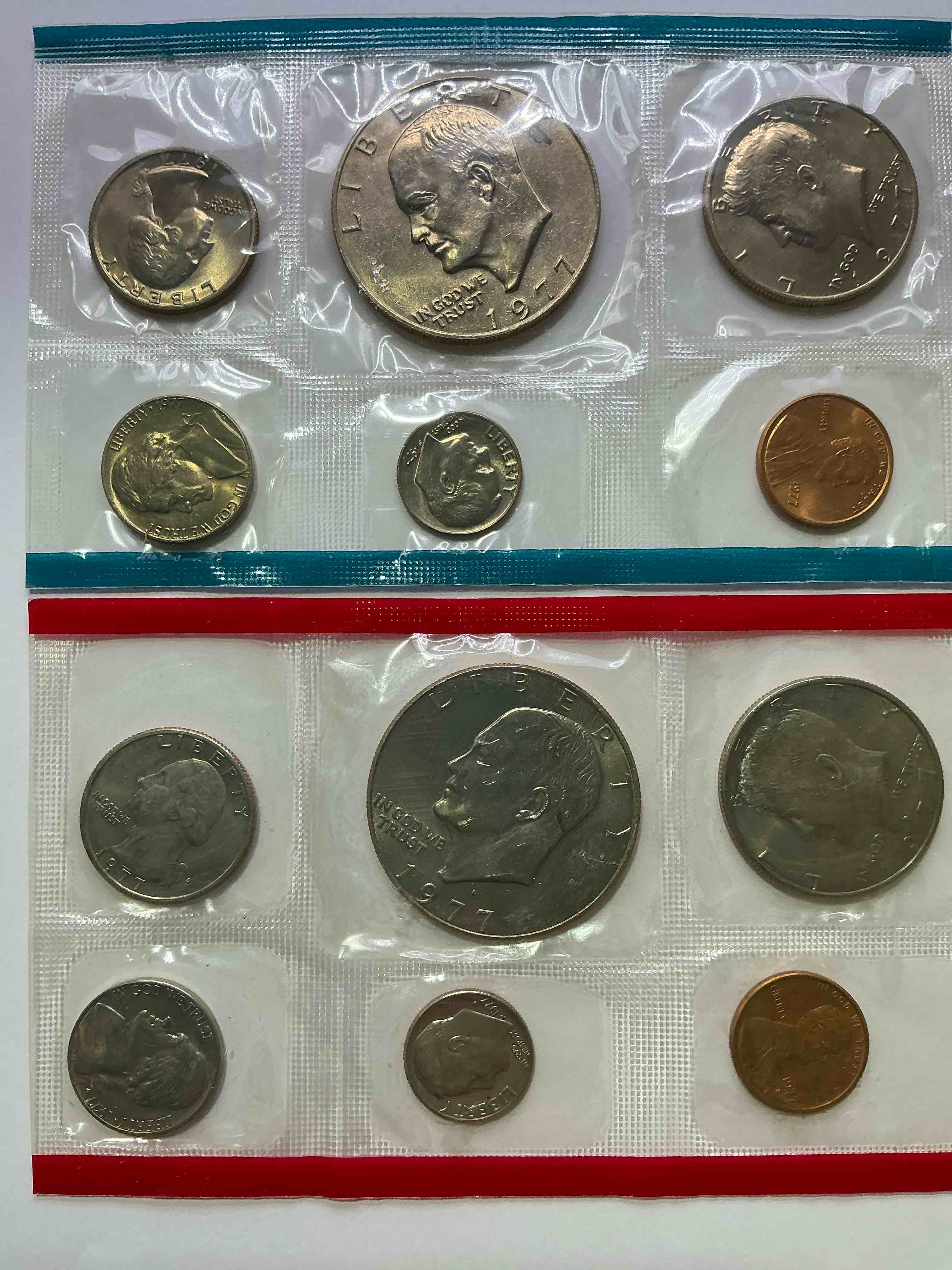 1977 uncirculated u.s. mint coins! these gorgeous coins from the mint set features each u.s. coins minted in 1977 in uncirculated condition, from each mint mark, philly & denver! own an awesome investment & incredible piece of u.s. history!