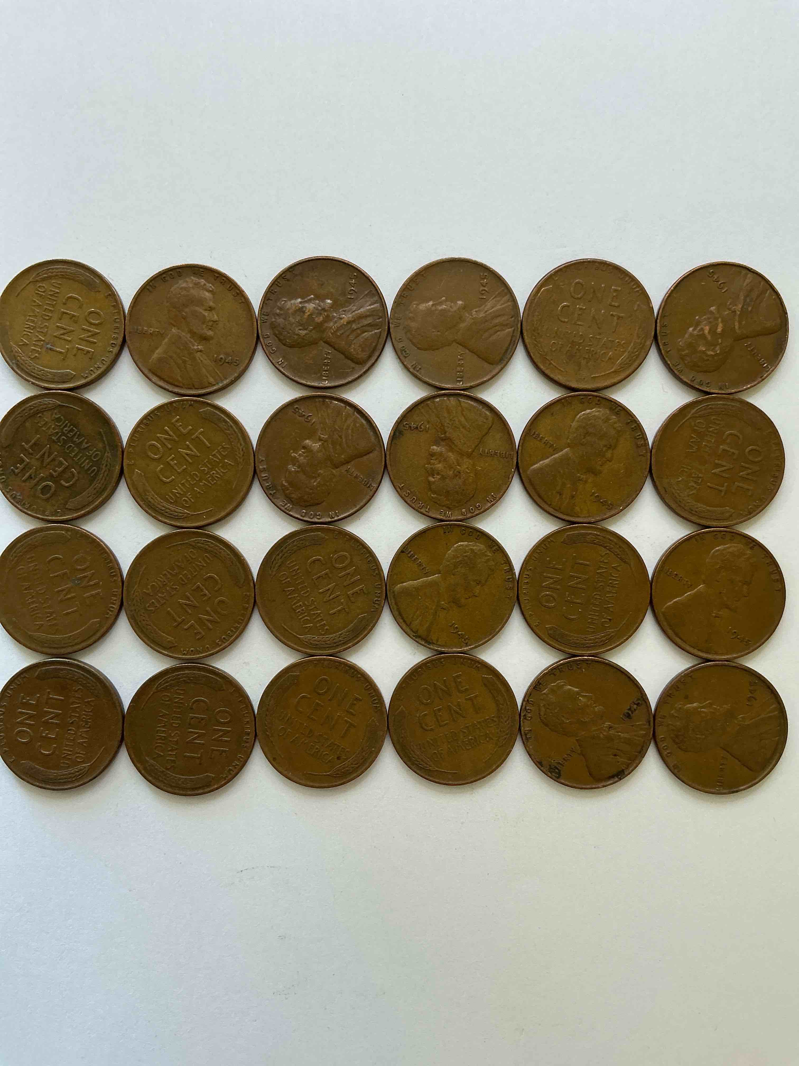 Condition photo showing Good Condition for 1945 world war 2 history! world war 2 ended with victory day may 8, 1945 & the surrender of japan on sept 2, 1945. up for auction are 1945 wheat pennies in great condition! own pieces of one of the most important years in history!