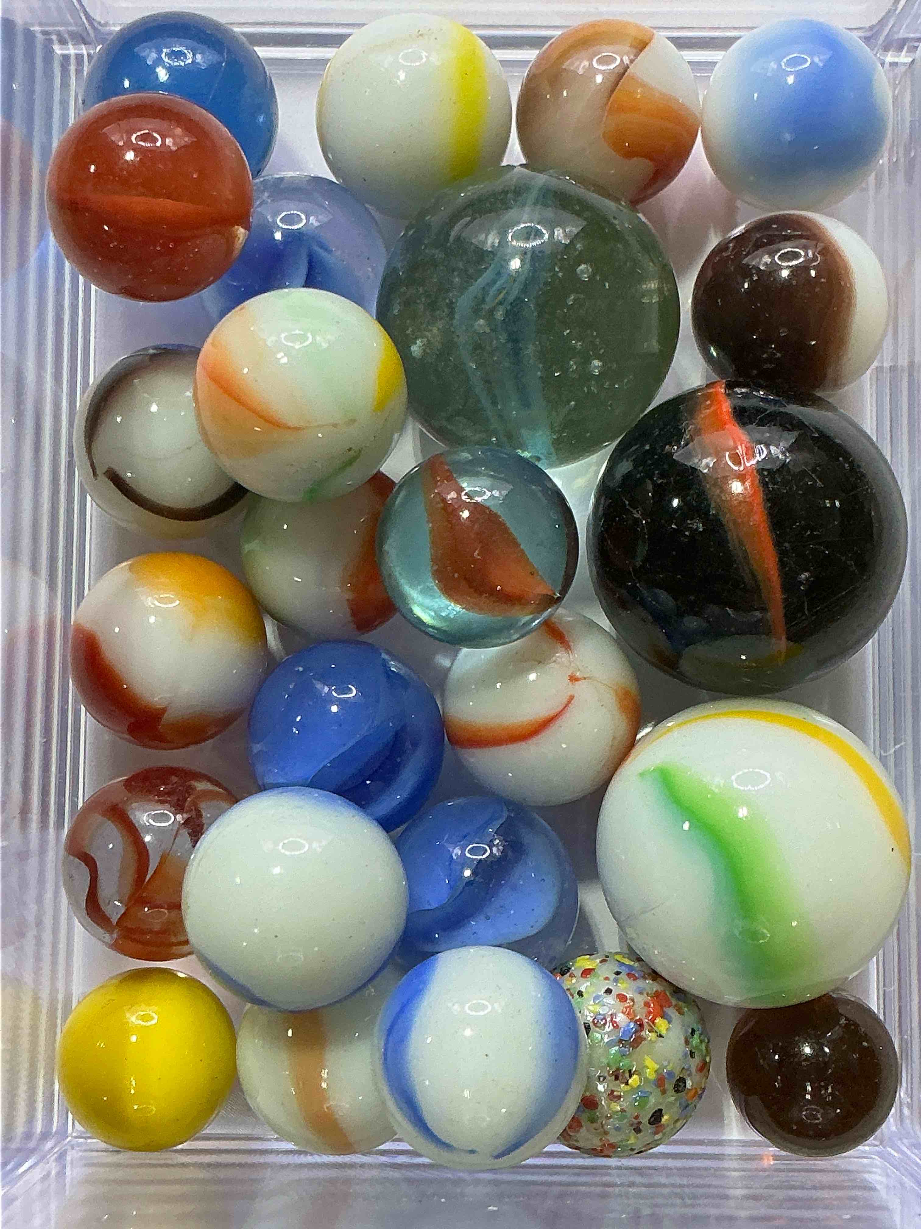 antique glass marbles! genuine stunning marbles lot, all marbles made between the years 1925-1965 & made with uranium! many are great depression era & even earlier! gorgeous, authentic pieces of history!  