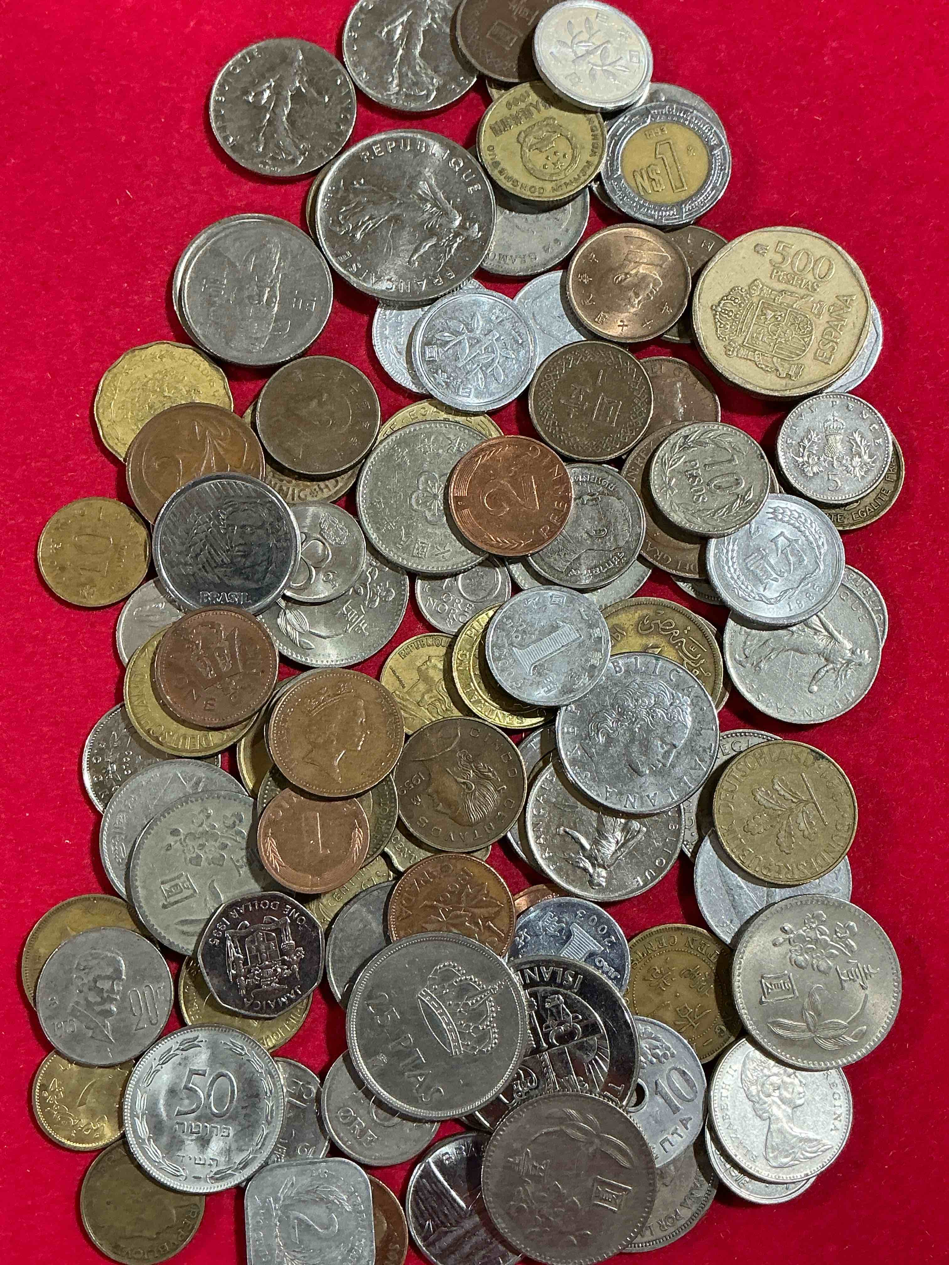 Condition photo showing Good Condition for world coins, antique & vintage! each lot is unique! many different years, countries, sizes & exotic places. this cool collection of antique coins from around the world is loads of fun! have fun identifying each coin & country as a great educational tool! a great investment too!