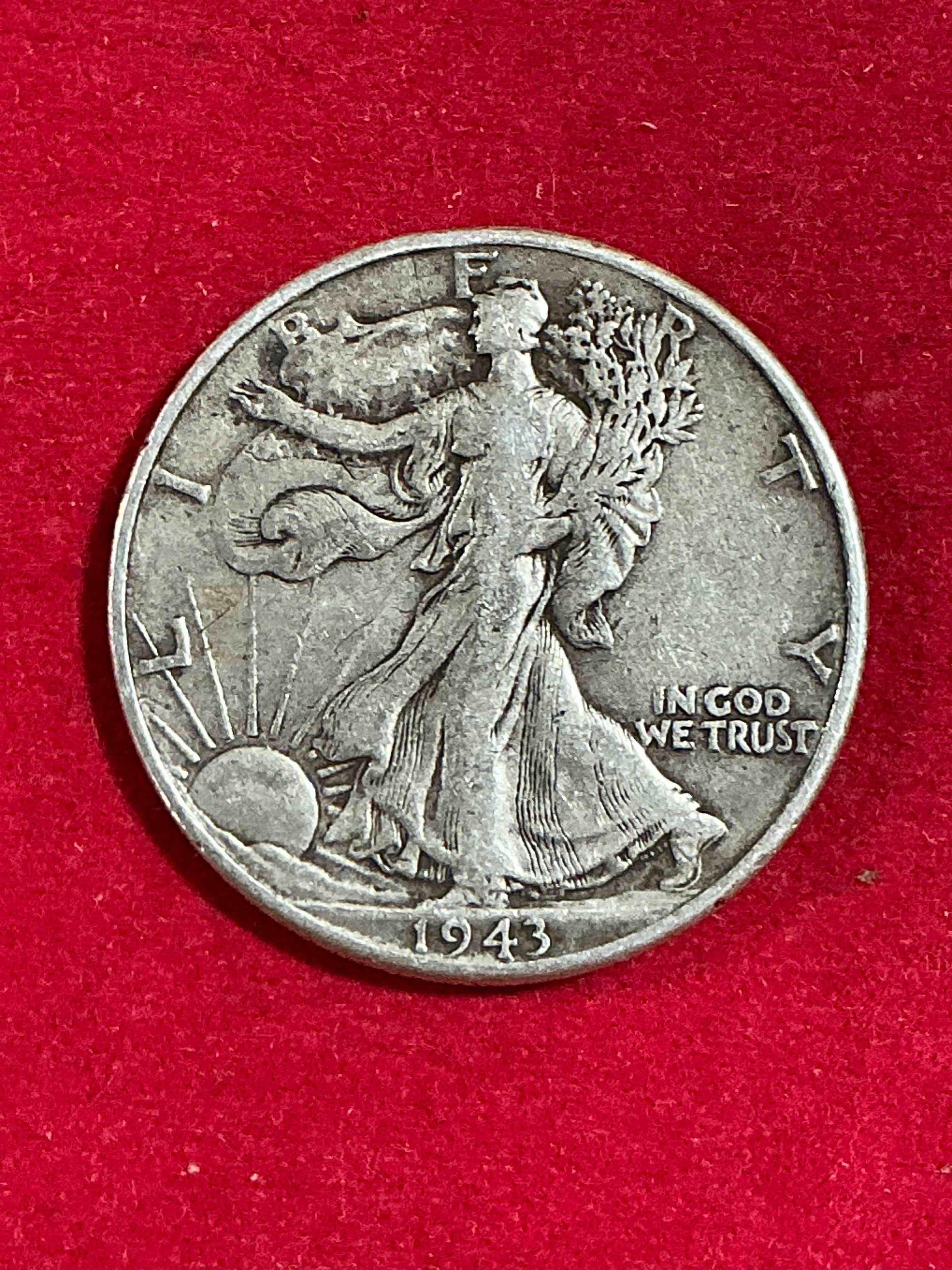 World War II Era Silver! Antique U.S. Silver! Liberty Walking Silver Fine U.S. Silver Half Dollar! This Striking Half Dollars Were Minted From 1916-1947 & Have Become Some Of The Most Collectible Coins In History! Here Is A Striking Appears Uncirculated Example From 1943! Liberty Walking Coins Are 90% Fine U.S. Silver, A Great Investment In Precious Metal!