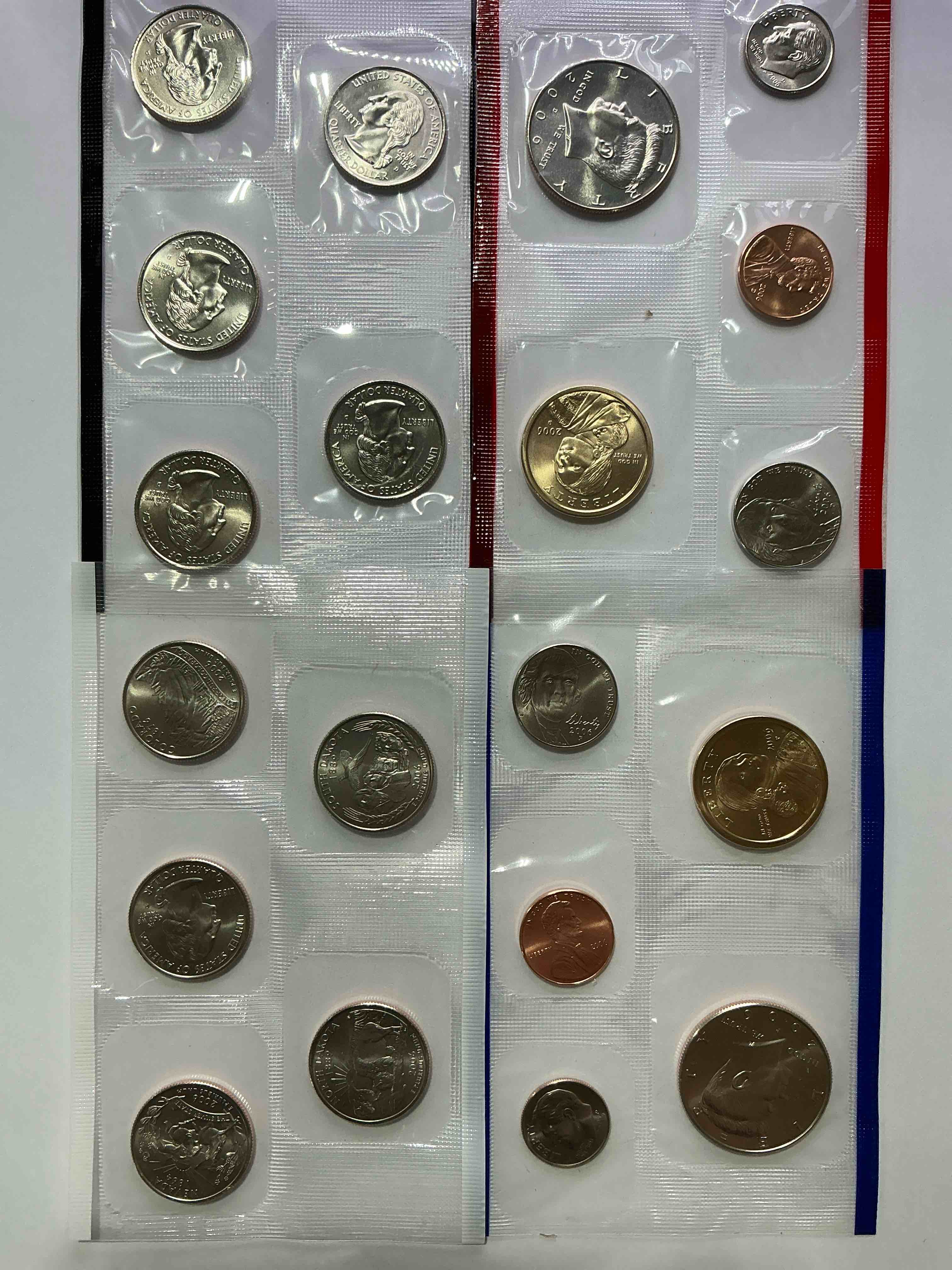 2006 mint coins! uncirculated 20 coins, including sacagawea dollar coins, half dollars, state quarters, dimes, nickels & pennies! insane mint coins!