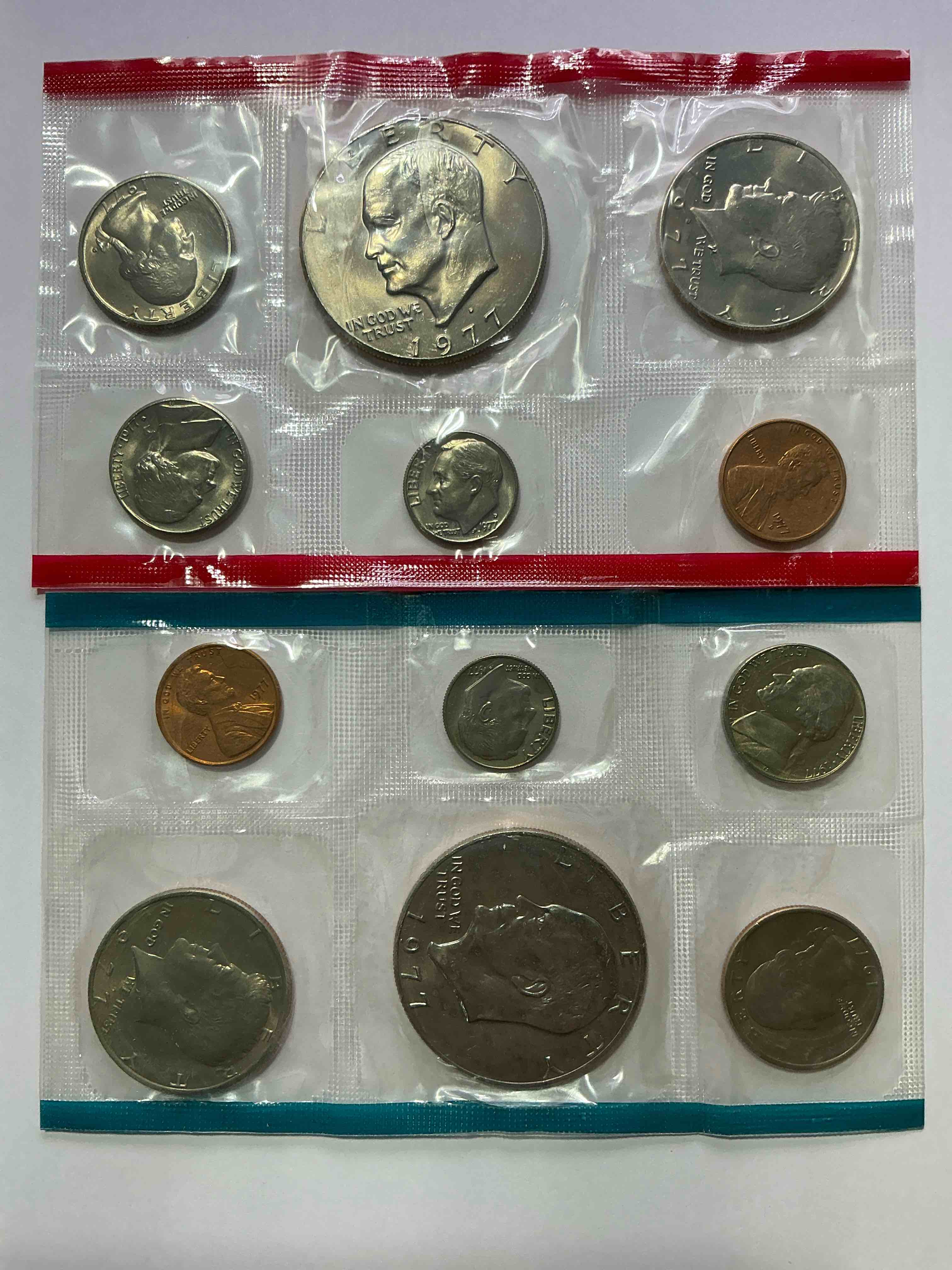 1977 uncirculated u.s. mint coins! these gorgeous coins from the mint set features each u.s. coins minted in 1977 in uncirculated condition, from each mint mark, philly & denver! own an awesome investment & incredible piece of u.s. history!