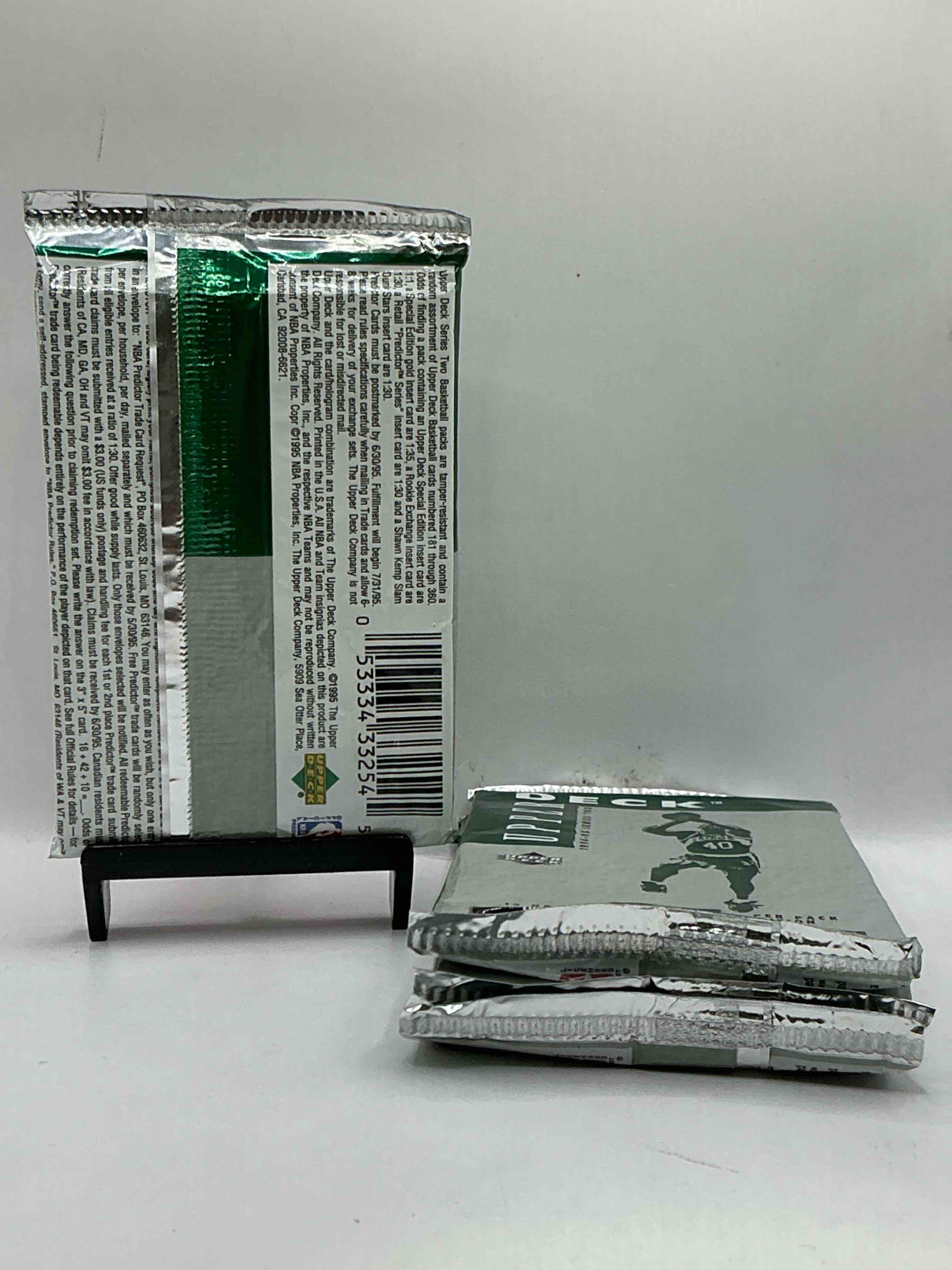 Condition photo showing New/Like New for michael jordan!? wow... super rare 1994-95 upper deck basketball packs, direct from original box! search for awesome cards, michael jordan then & now card, grant hill rookie card, jason kidd rookie card, jalen rose rookie card & so much more!