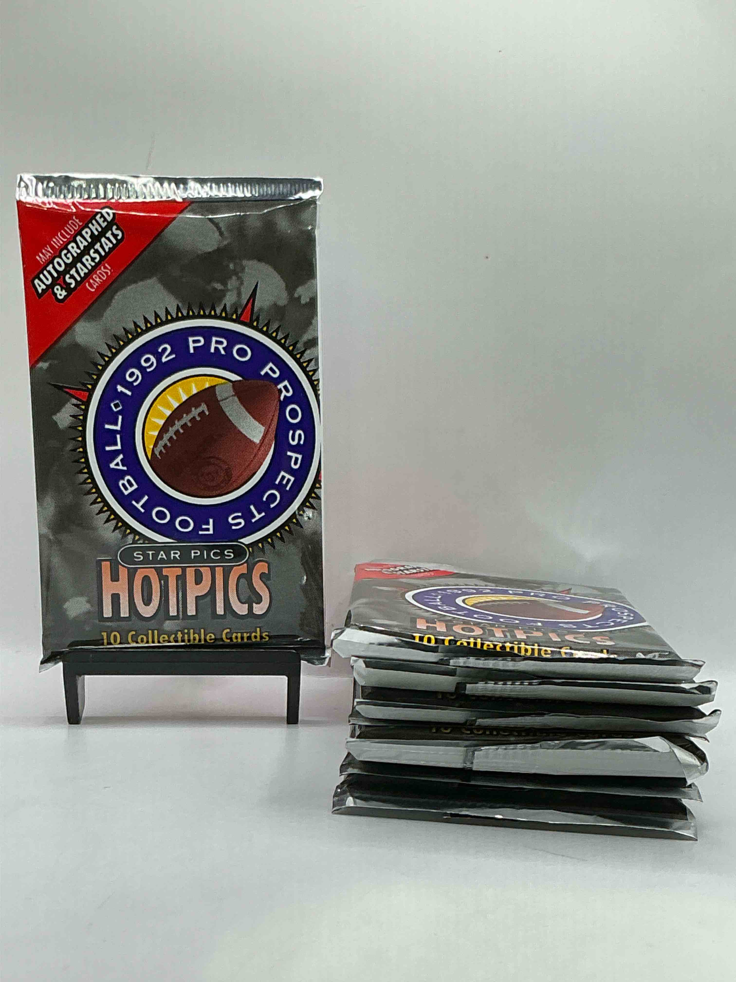 autographs & starstats! 1992 pro prospects football star pics “hotpics”! 10 cards per pack wow! great for any sports card collection!