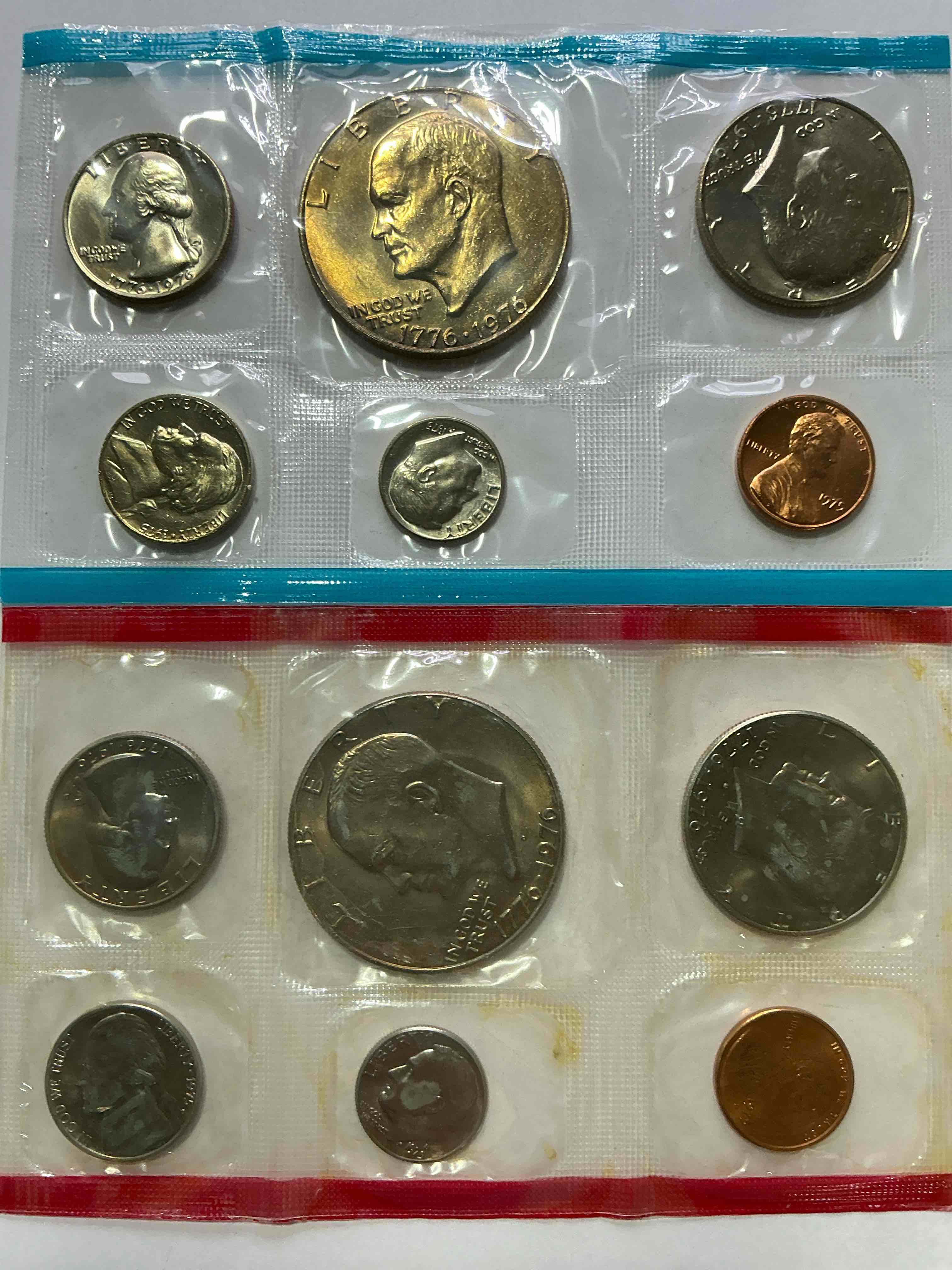 1976 bicentennial mint coins! these highly collectible mint coins includes 12 coins, 6 minted from each mint location (philly & denver) that year. coins are 1976 special bicentennial edition, to include rare bicentennial "ike" dollar!