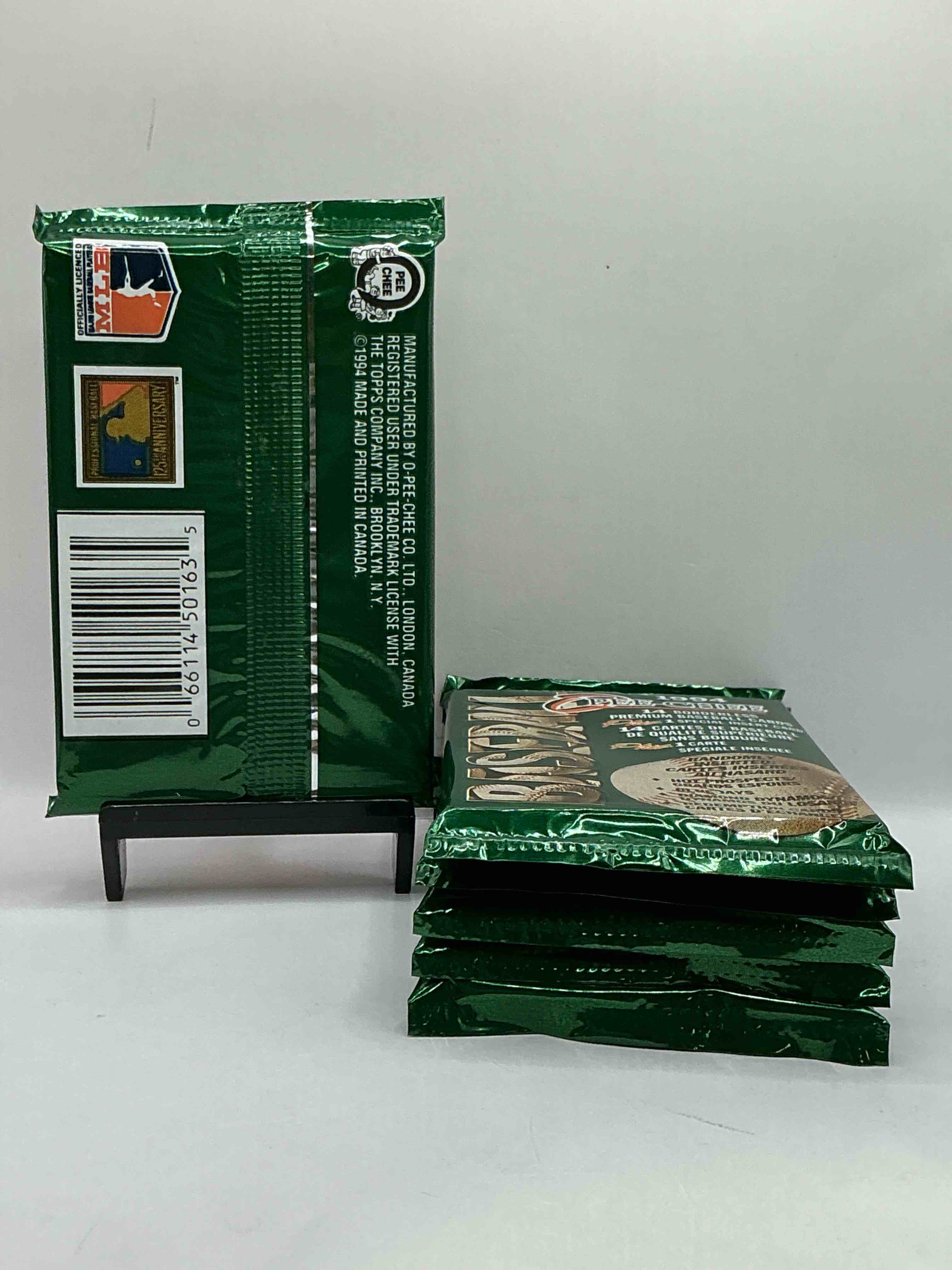 Condition photo showing New/Like New for o-pee-chee 1994 baseball packs! ultra rare canadian edition baseball card packs! premium baseball cards, look for inserts, rookies & more! ken griffey jr, randy johnson, jose canseco & more possible cards you could pull!