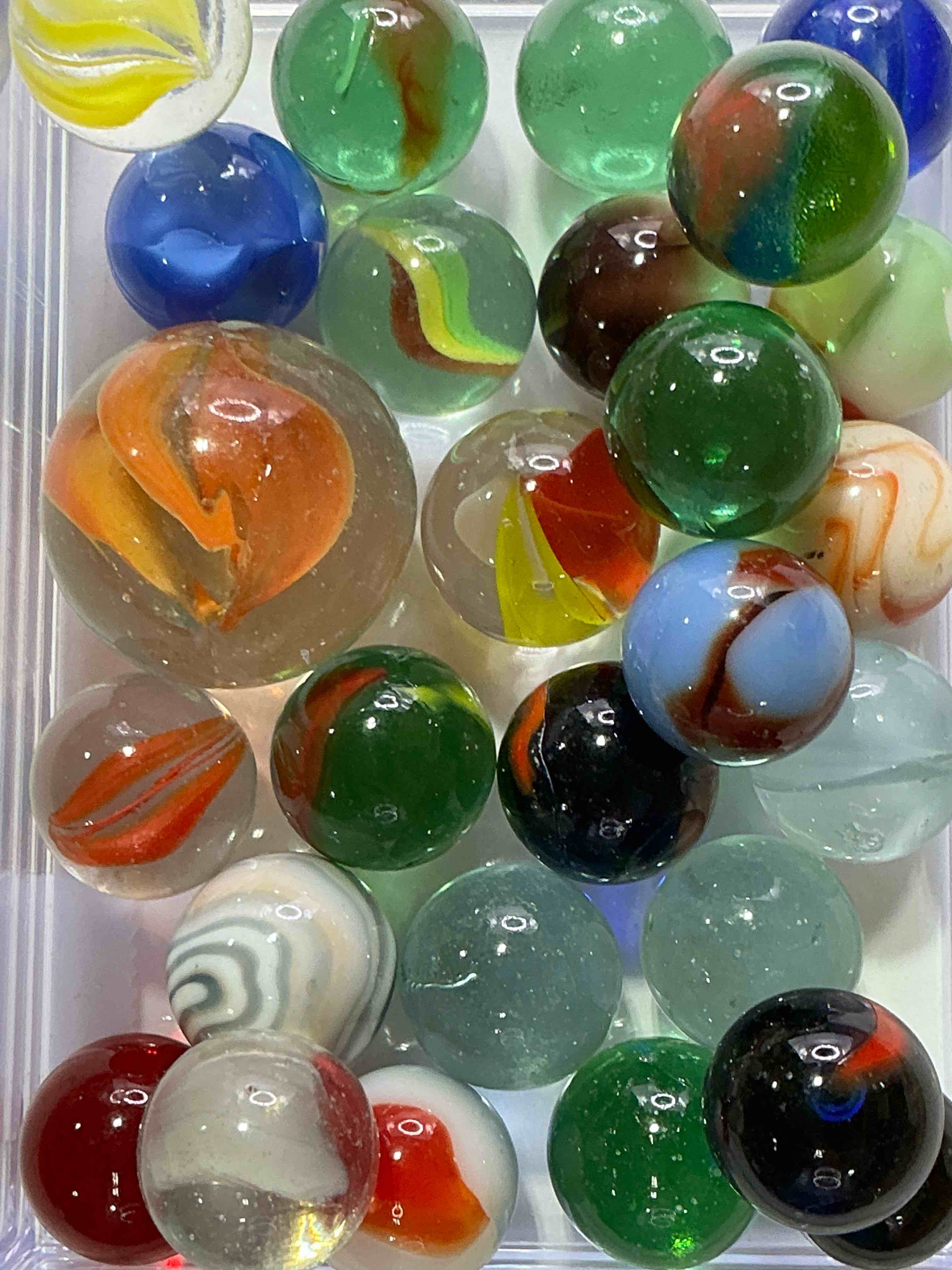 antique glass marbles! genuine stunning marbles lot, all marbles made between the years 1925-1965 & made with uranium! many are great depression era & even earlier! gorgeous, authentic pieces of history!  