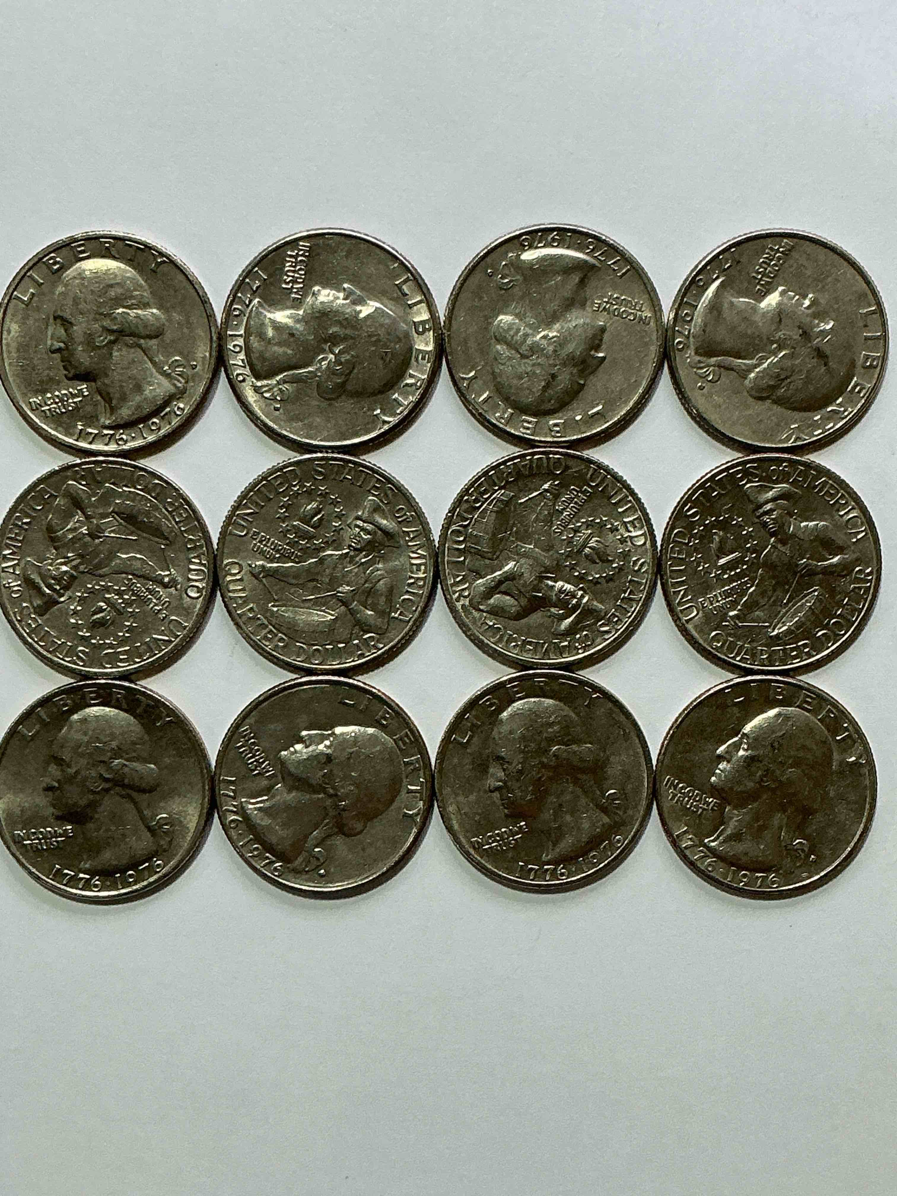 Condition photo showing Good Condition for 1976 bicentennial bliss! quarters! in 1976 the u.s. mint produced coins celebrating the 200 year anniversary of america. up for auction are awesome examples of bicentennial quarters produced for this... the infamous 200 year anniversary edition! highly desirable for collectors! own pieces of history & get ready for america's 250 year anniversary coming soon!
