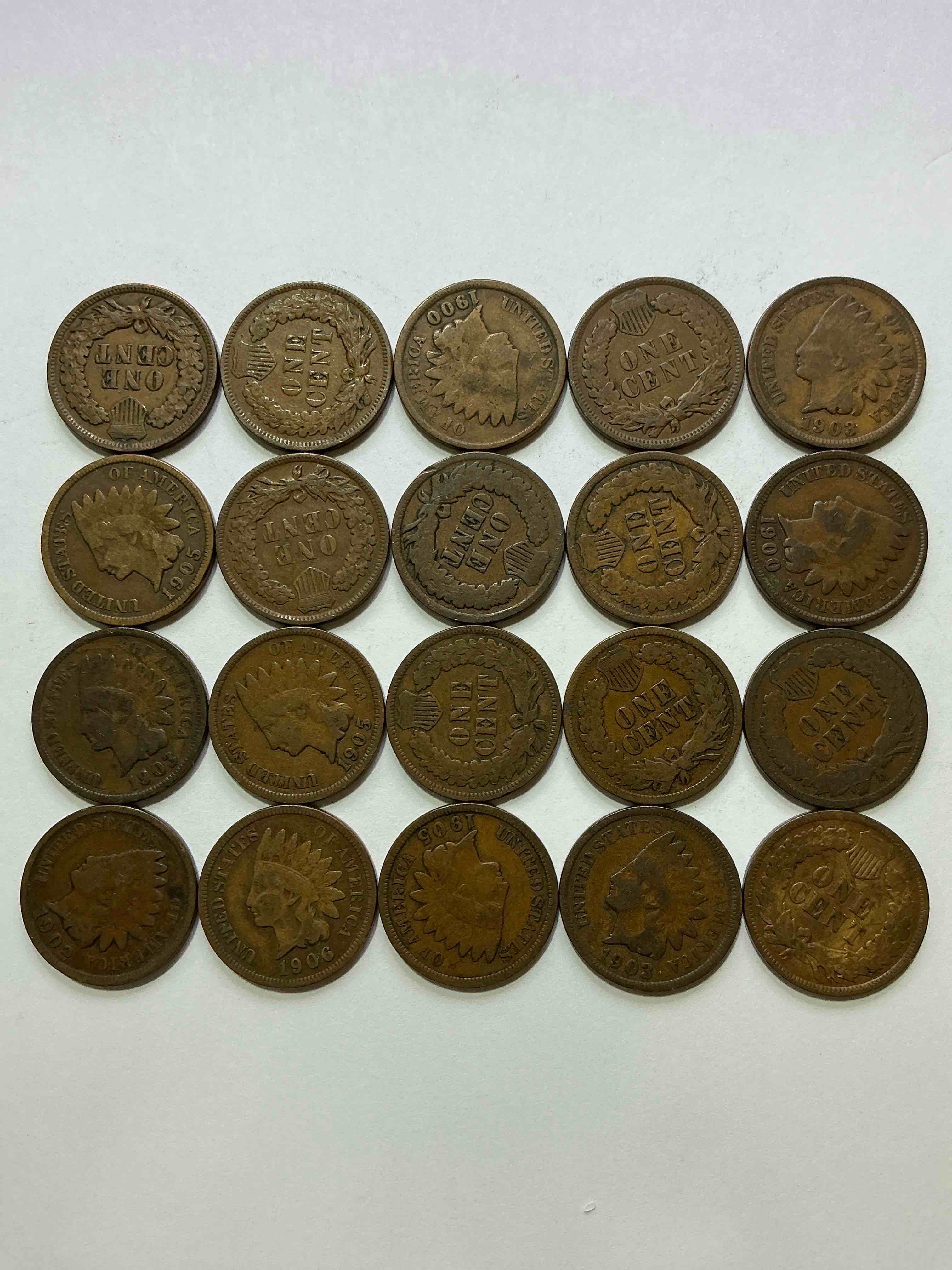 Condition photo showing Good Condition for indian head pennies! these gorgeous u.s. pennies were minted from 1859-1909 & have become serious collector items! the "indian head" design is actually a representation of lady liberty wearing an indian headdress. here are beautiful, well-kept examples representing many different mint years! great for collecting, investing & learning history, & rare with visible dates!